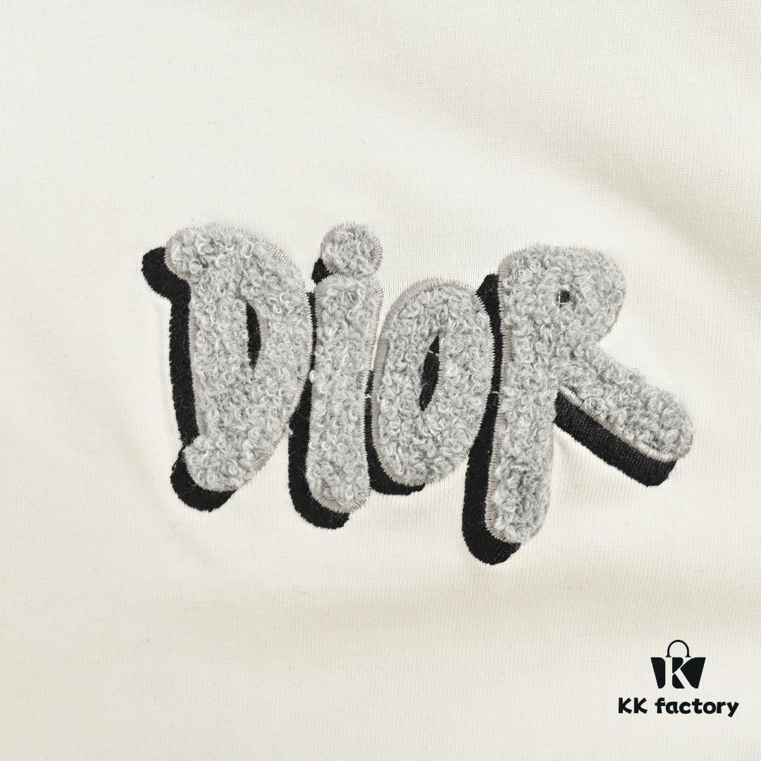 Dior Logo Embroidered Short Sleeve T-Shirt with Double-Layer Toothbrush Stitch