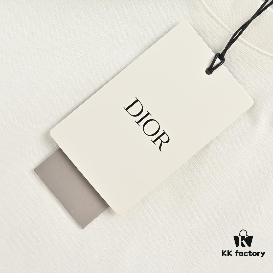 Dior Logo Embroidered Short Sleeve T-Shirt with Double-Layer Toothbrush Stitch