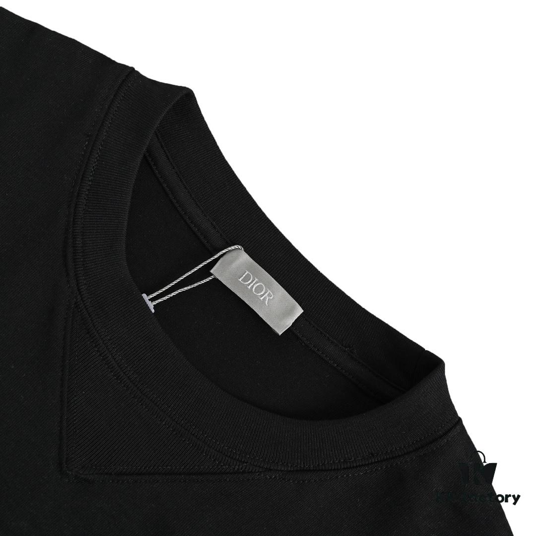 Dior 23SS Embroidered Silver Logo Short Sleeve T-Shirt
