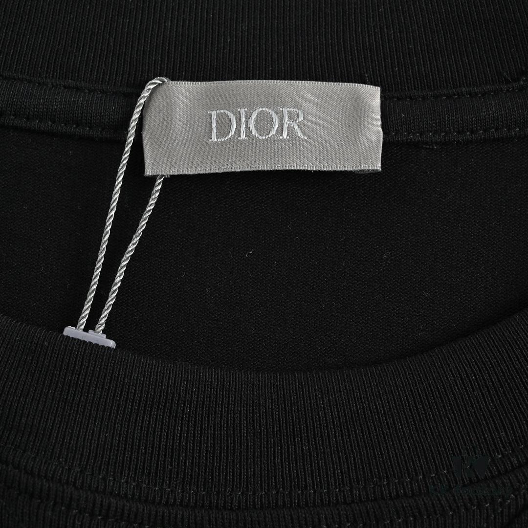 Dior 23SS Embroidered Silver Logo Short Sleeve T-Shirt