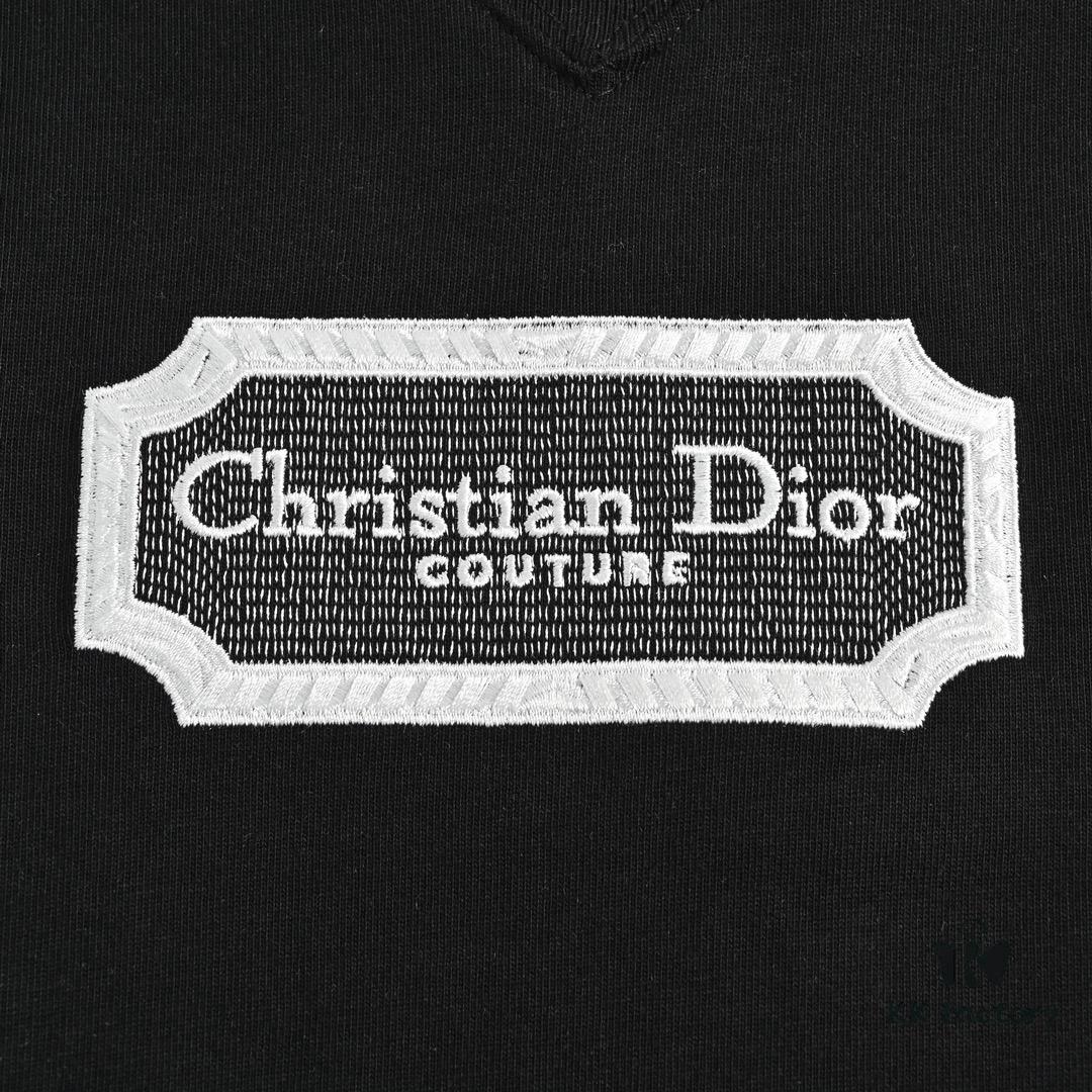 Dior 23SS Embroidered Silver Logo Short Sleeve T-Shirt