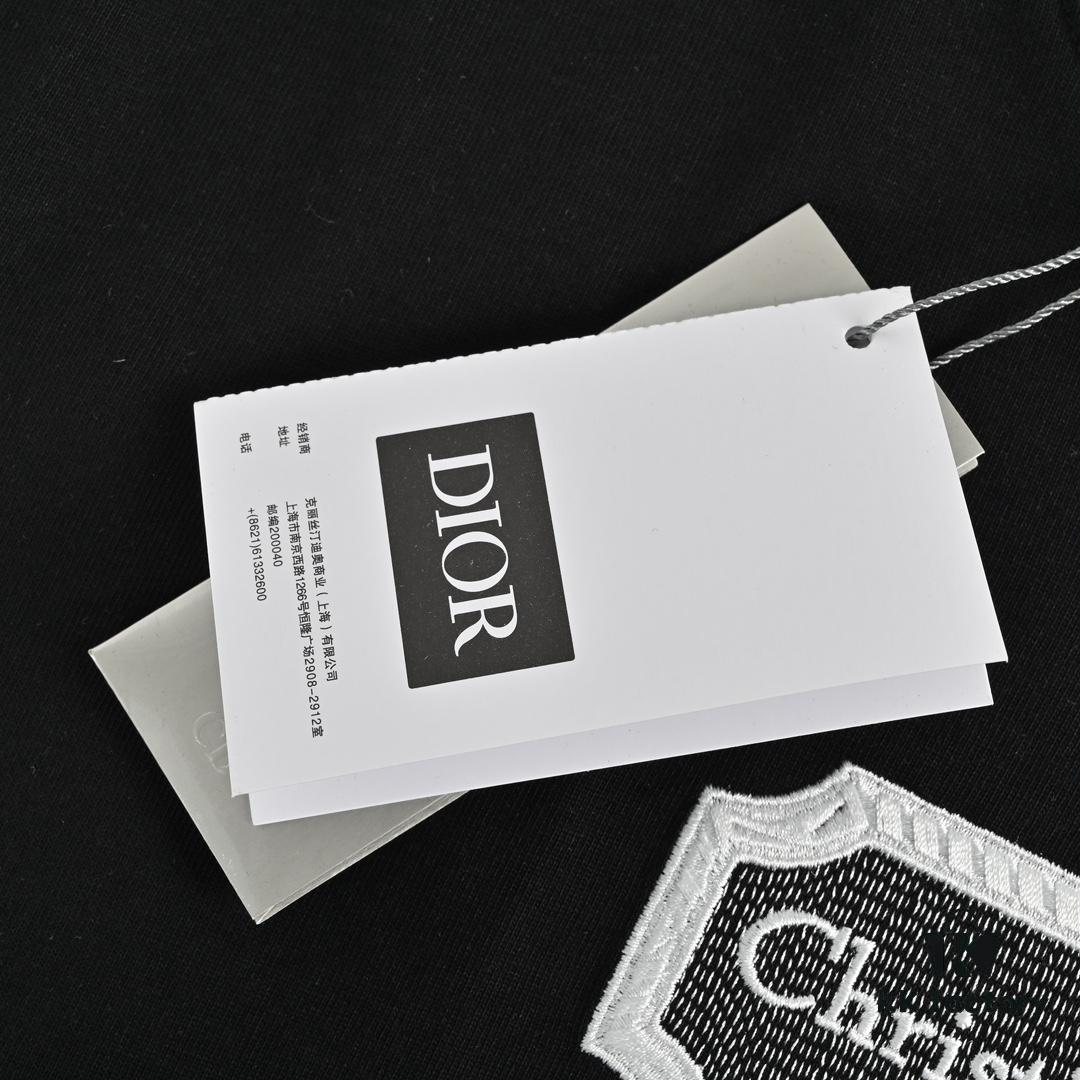 Dior 23SS Embroidered Silver Logo Short Sleeve T-Shirt