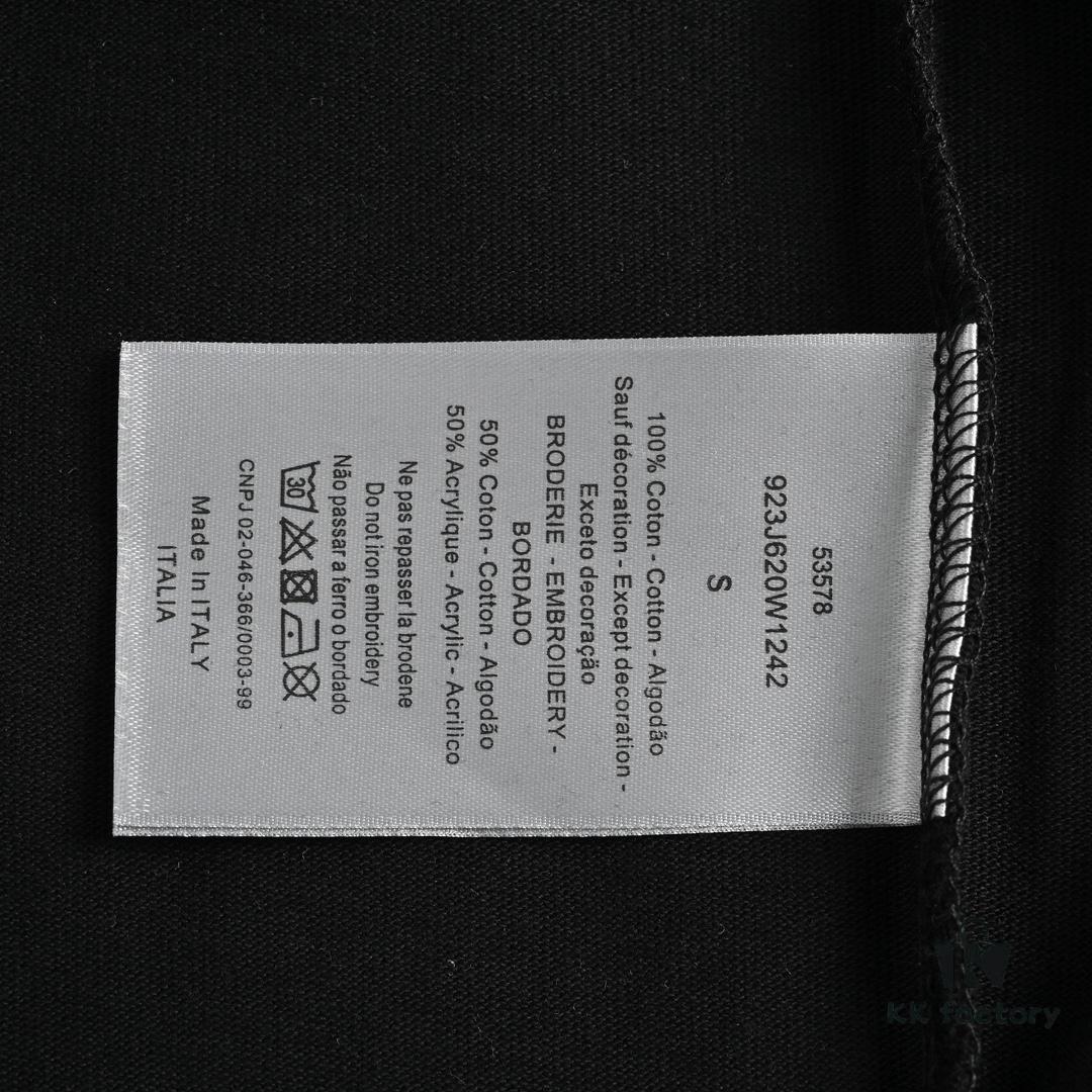 Dior 23SS Embroidered Silver Logo Short Sleeve T-Shirt