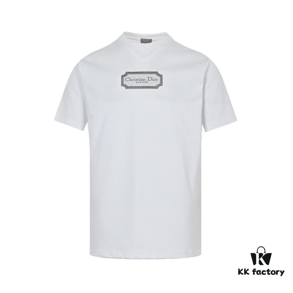 Dior 23SS Embroidered Silver Logo Short Sleeve T-Shirt