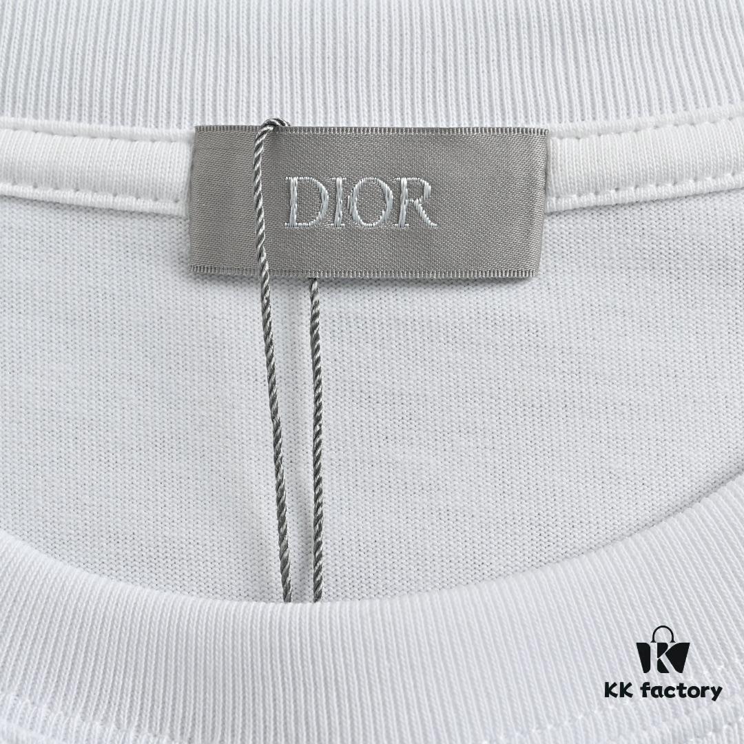 Dior 23SS Embroidered Silver Logo Short Sleeve T-Shirt