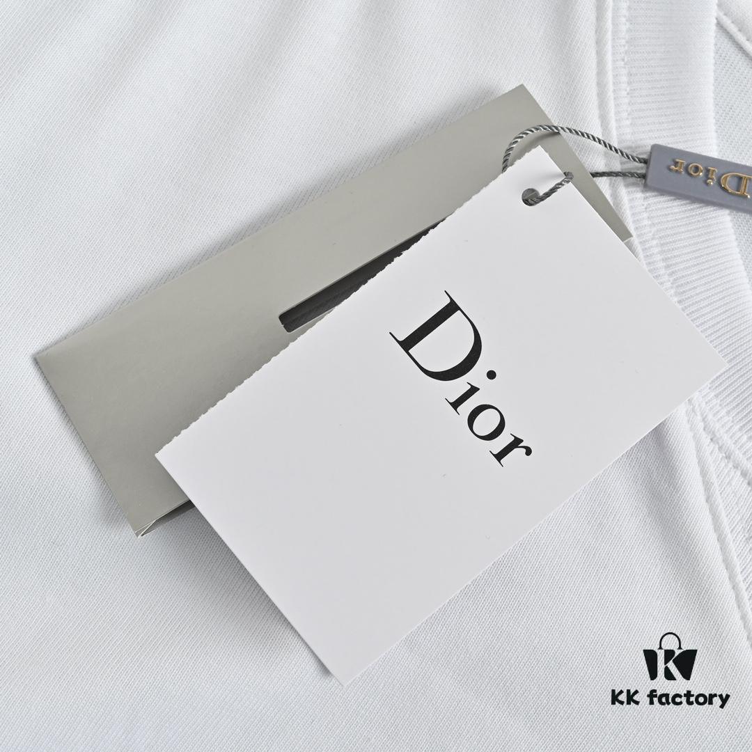 Dior 23SS Embroidered Silver Logo Short Sleeve T-Shirt