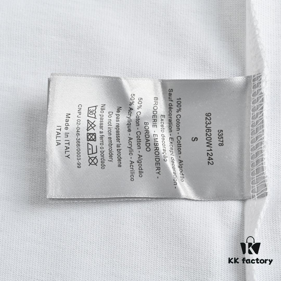 Dior 23SS Embroidered Silver Logo Short Sleeve T-Shirt