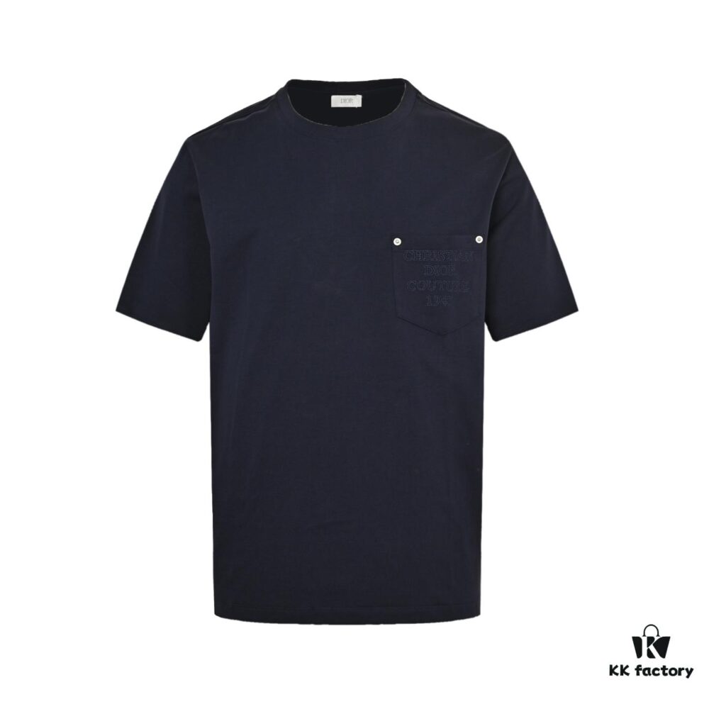 Dior Pocket Embroidered Letter Short Sleeve T-Shirt