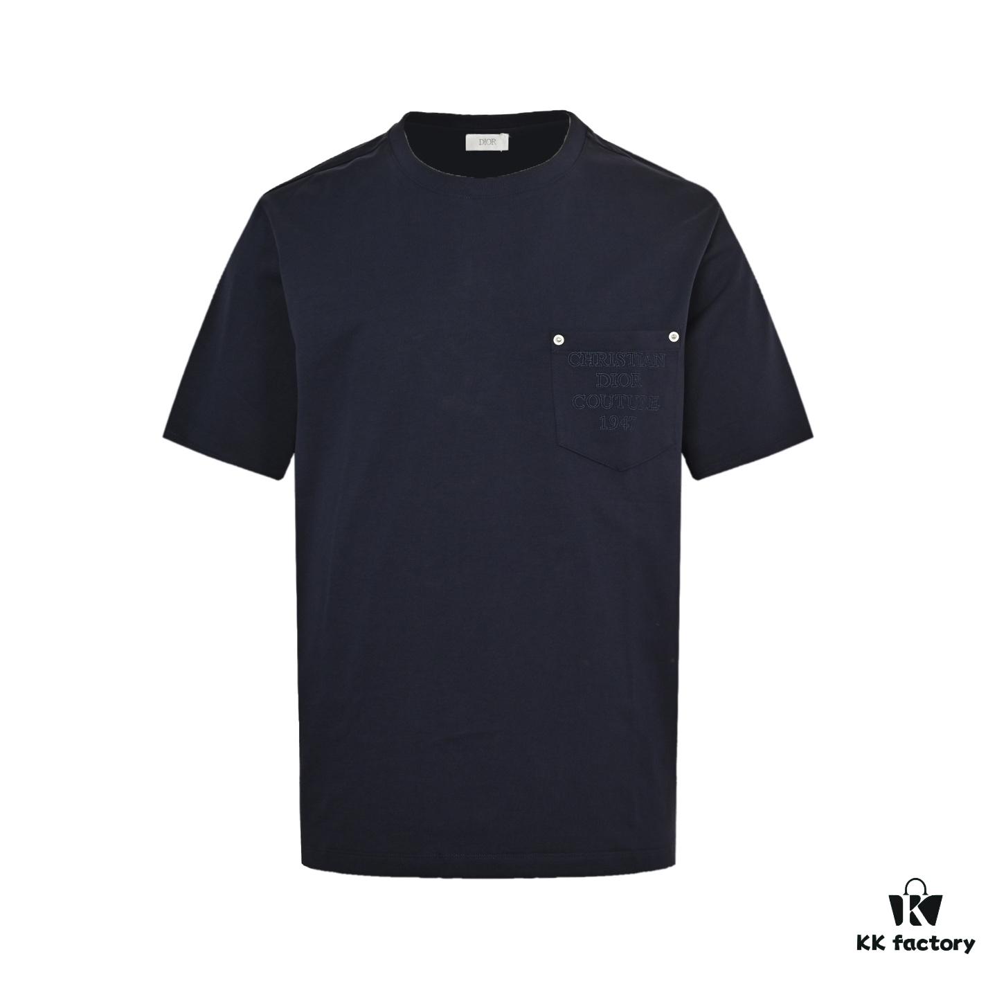 Dior Pocket Embroidered Letter Short Sleeve T-Shirt