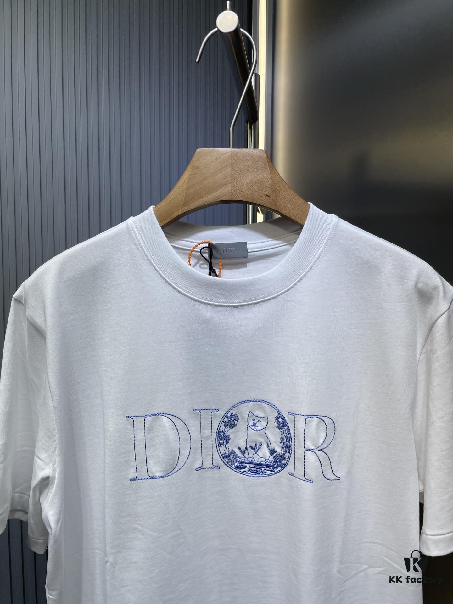 DIOR Letter Embroidered Badge Logo Short Sleeve T-Shirt