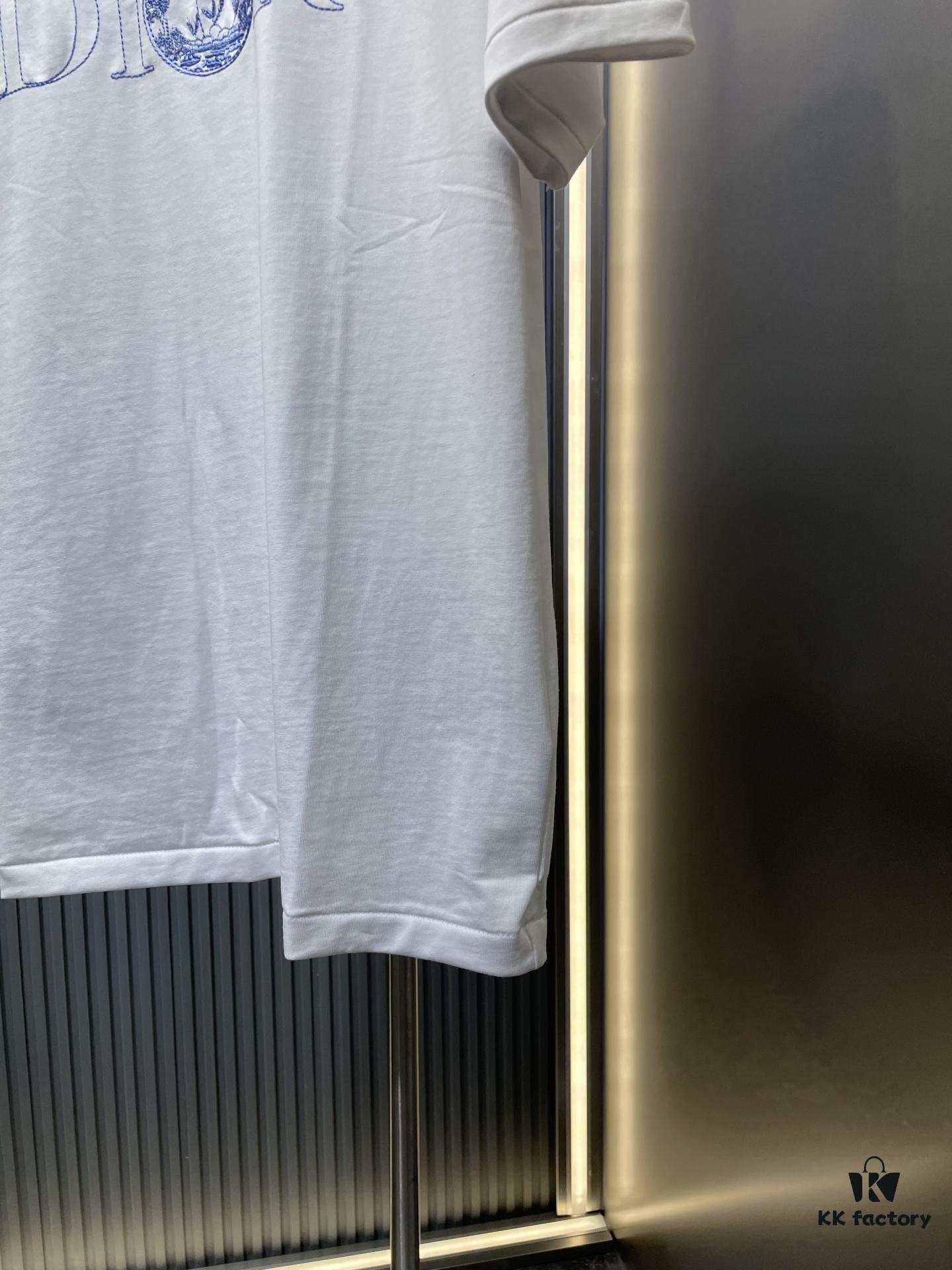 DIOR Letter Embroidered Badge Logo Short Sleeve T-Shirt