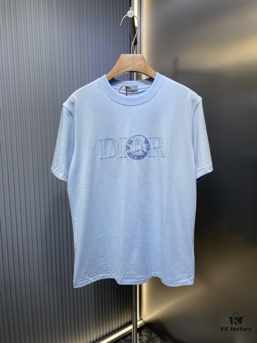 DIOR Letter Embroidery Badge Logo Short Sleeve T-Shirt