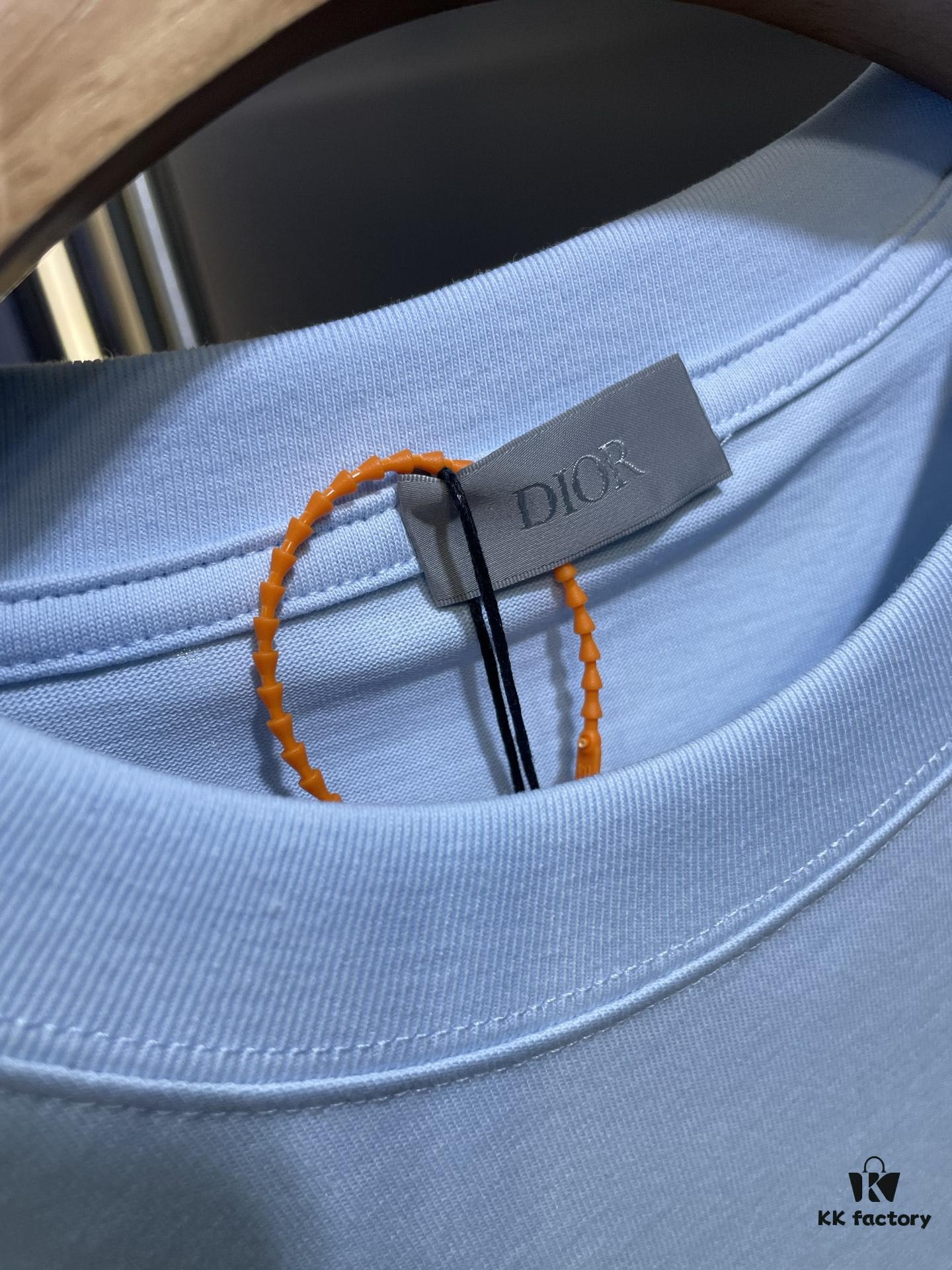 DIOR Letter Embroidery Badge Logo Short Sleeve T-Shirt