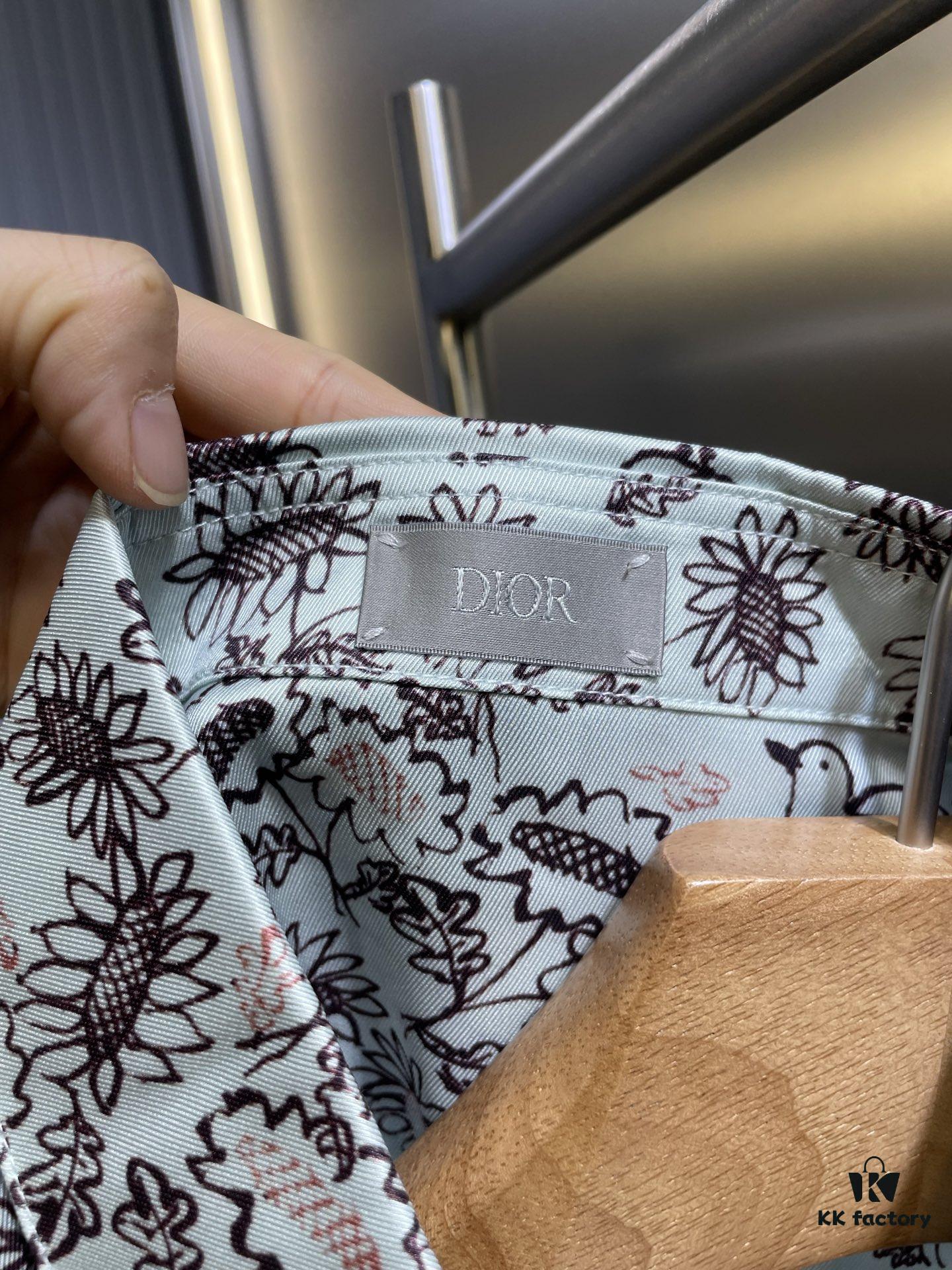 Dior 2025SS Spring-Summer New Mulberry Silk Twill Long-Sleeve Shirt, Original Custom Fabric, Smooth and Soft Texture, Relaxed Casual Fit, Loose Unisex Design, Flattering on All Body Types