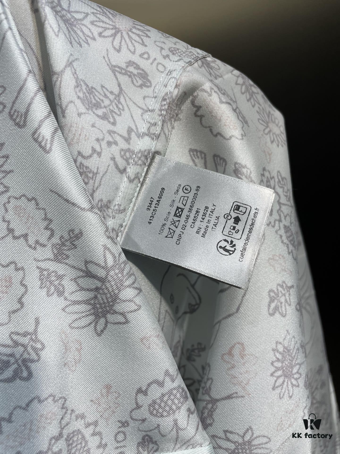 Dior 2025SS Spring-Summer New Mulberry Silk Twill Long-Sleeve Shirt, Original Custom Fabric, Smooth and Soft Texture, Relaxed Casual Fit, Loose Unisex Design, Flattering on All Body Types