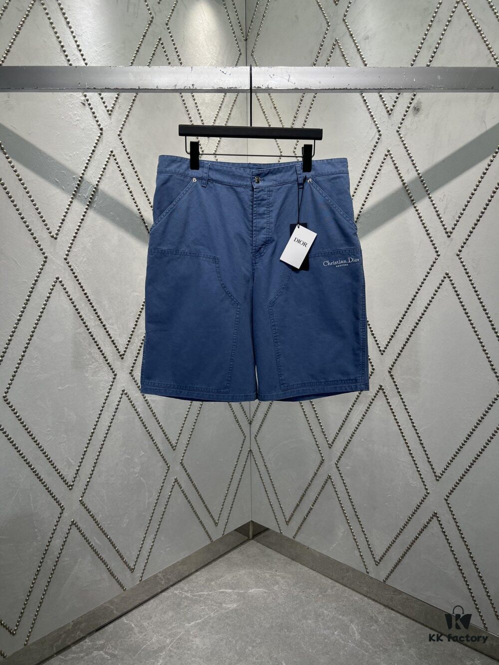 Dior 25SS New Summer Men's Wear Collection Solid Color Letter Embroidery Pure Cotton Denim Shorts