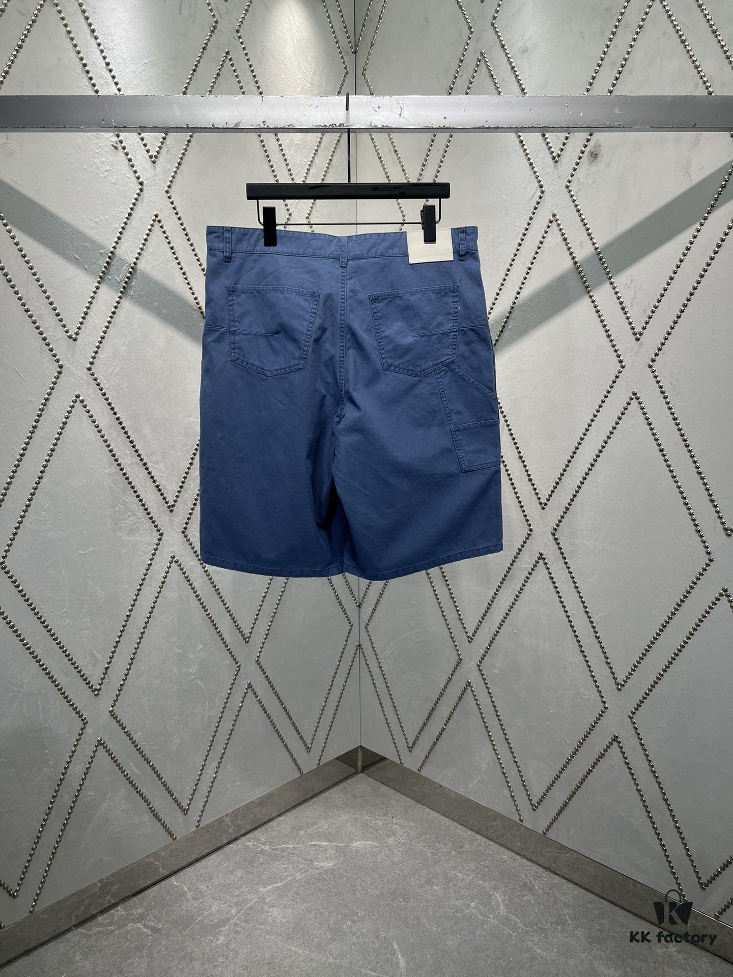 Dior 25SS New Summer Men's Wear Collection Solid Color Letter Embroidery Pure Cotton Denim Shorts