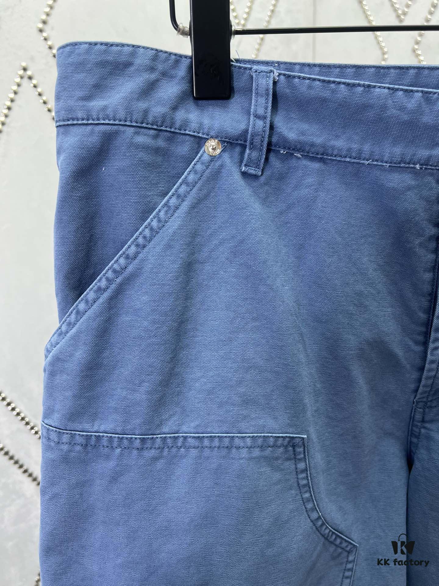 Dior 25SS New Summer Men's Wear Collection Solid Color Letter Embroidery Pure Cotton Denim Shorts