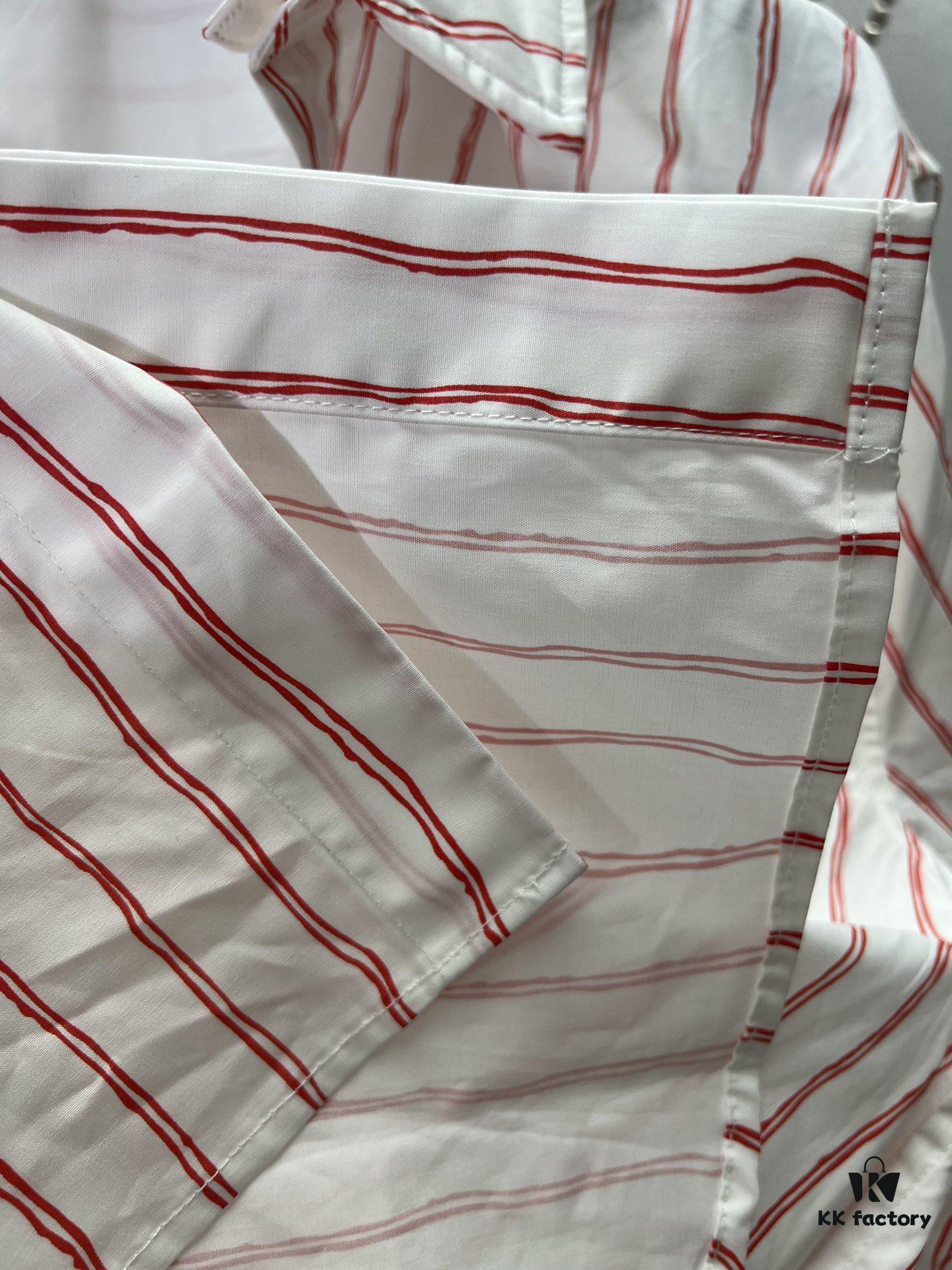 Dior 25ss New Arrival Shirt Combines Modern Style with Traditional Elegance, Crafted from White Cotton Poplin with Pink Stripes, Featuring the Dior For My Real Friends Logo from the DIOR AND HYLTON NEL Collaboration Series