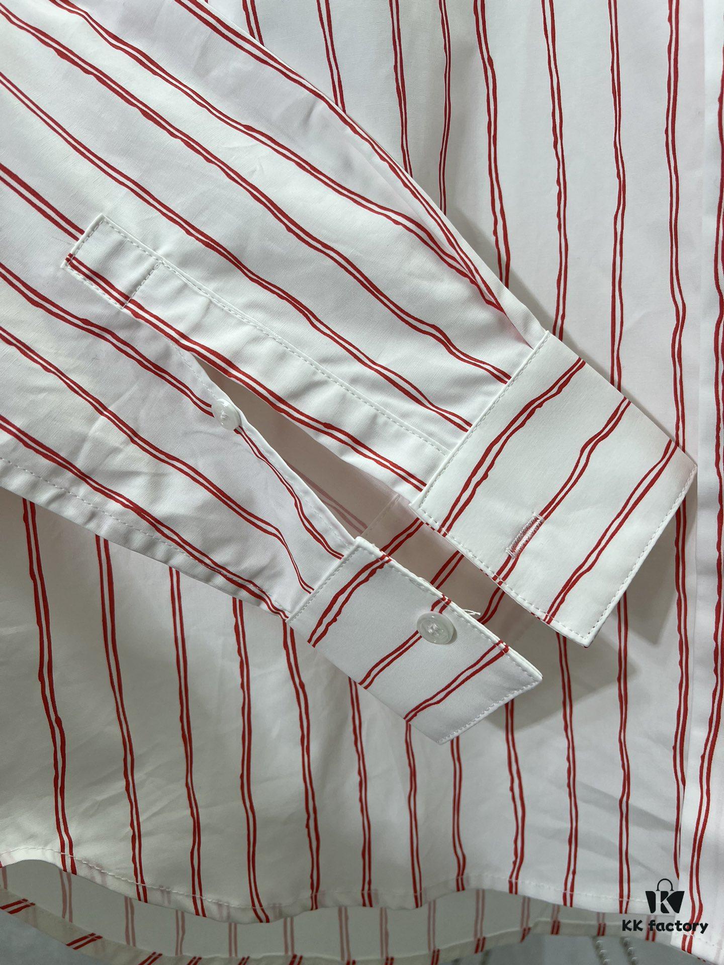 Dior 25ss New Arrival Shirt Combines Modern Style with Traditional Elegance, Crafted from White Cotton Poplin with Pink Stripes, Featuring the Dior For My Real Friends Logo from the DIOR AND HYLTON NEL Collaboration Series