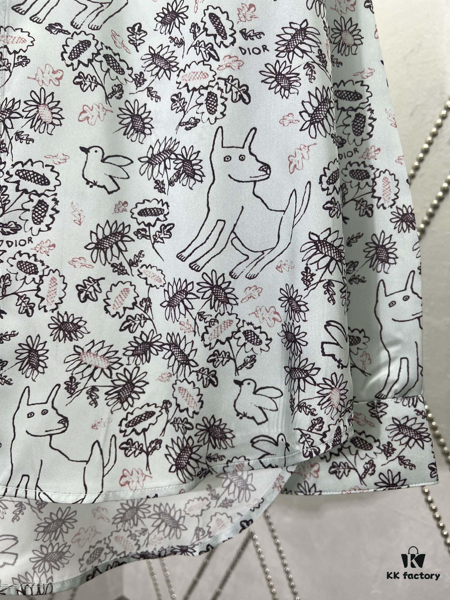 Dior 25ss New Arrival Shirt from the DIOR AND HYLTON NEL Collaboration Collection, Interpreting the Artist's Artistic Vision. Crafted from Green Mulberry Silk Twill with Classic Tailoring and Concealed Button Closure, Stylish Design Perfectly Matches Other Pieces from This Limited Series