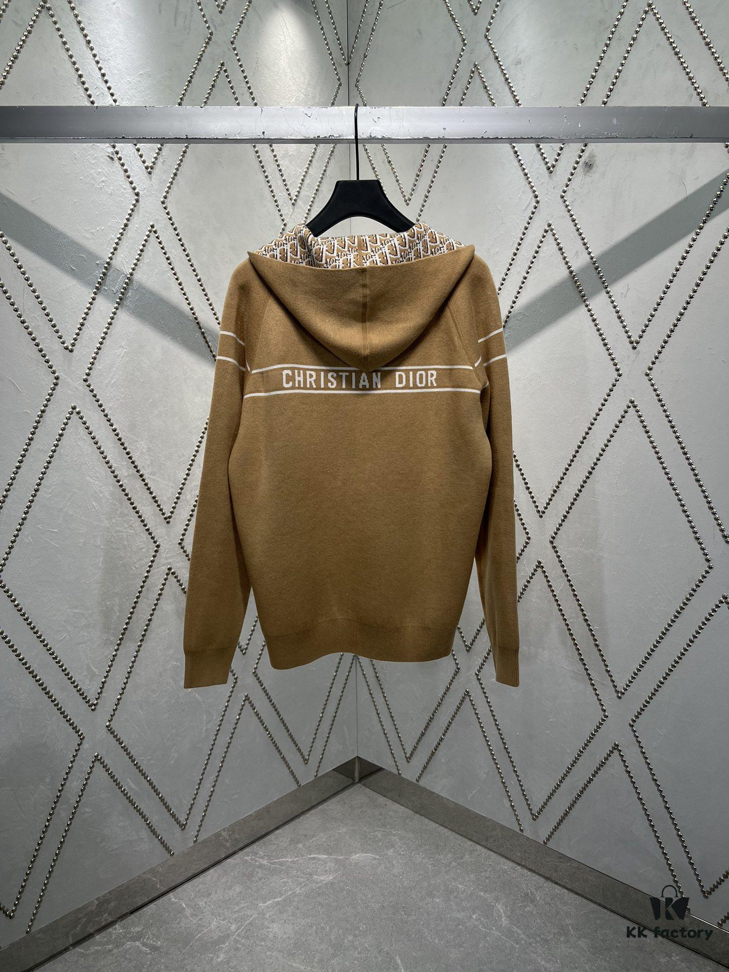 Dior 25SS Classic Best-Selling Reversible Cashmere Hooded Cardigan with Vintage Flower Pattern, High-End Version, Unisex