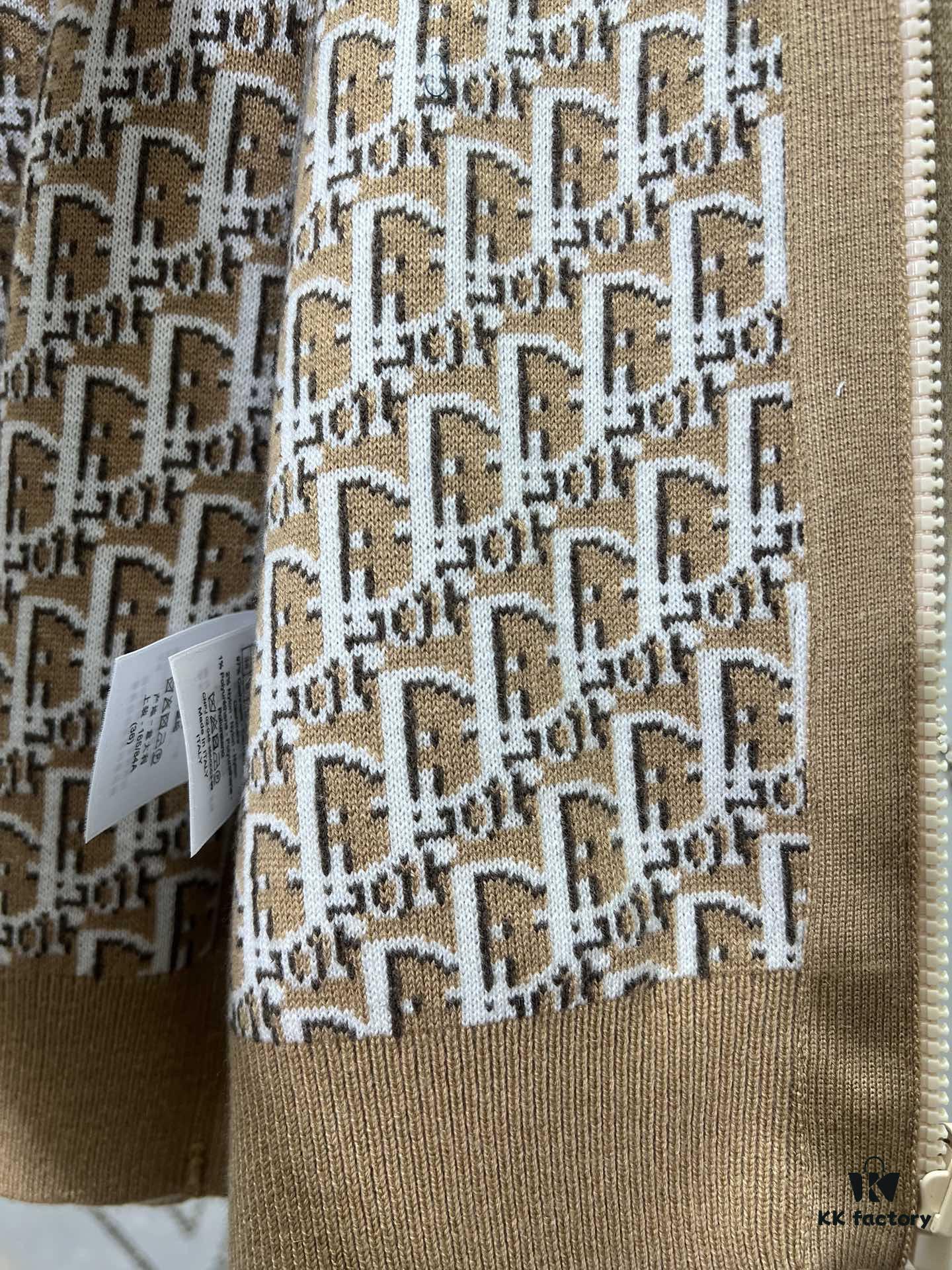 Dior 25SS Classic Best-Selling Reversible Cashmere Hooded Cardigan with Vintage Flower Pattern, High-End Version, Unisex