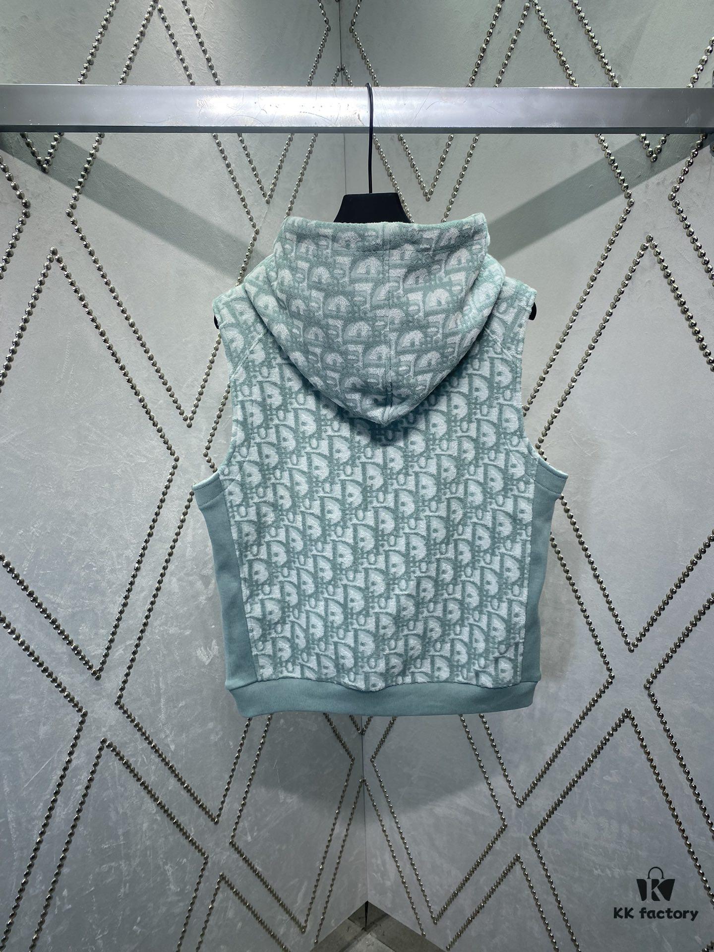 Dior 24SS New Arrival Sleeveless Hooded Sweatshirt from the 2024 Beachwear Capsule Collection, Featuring the Iconic Oblique Print