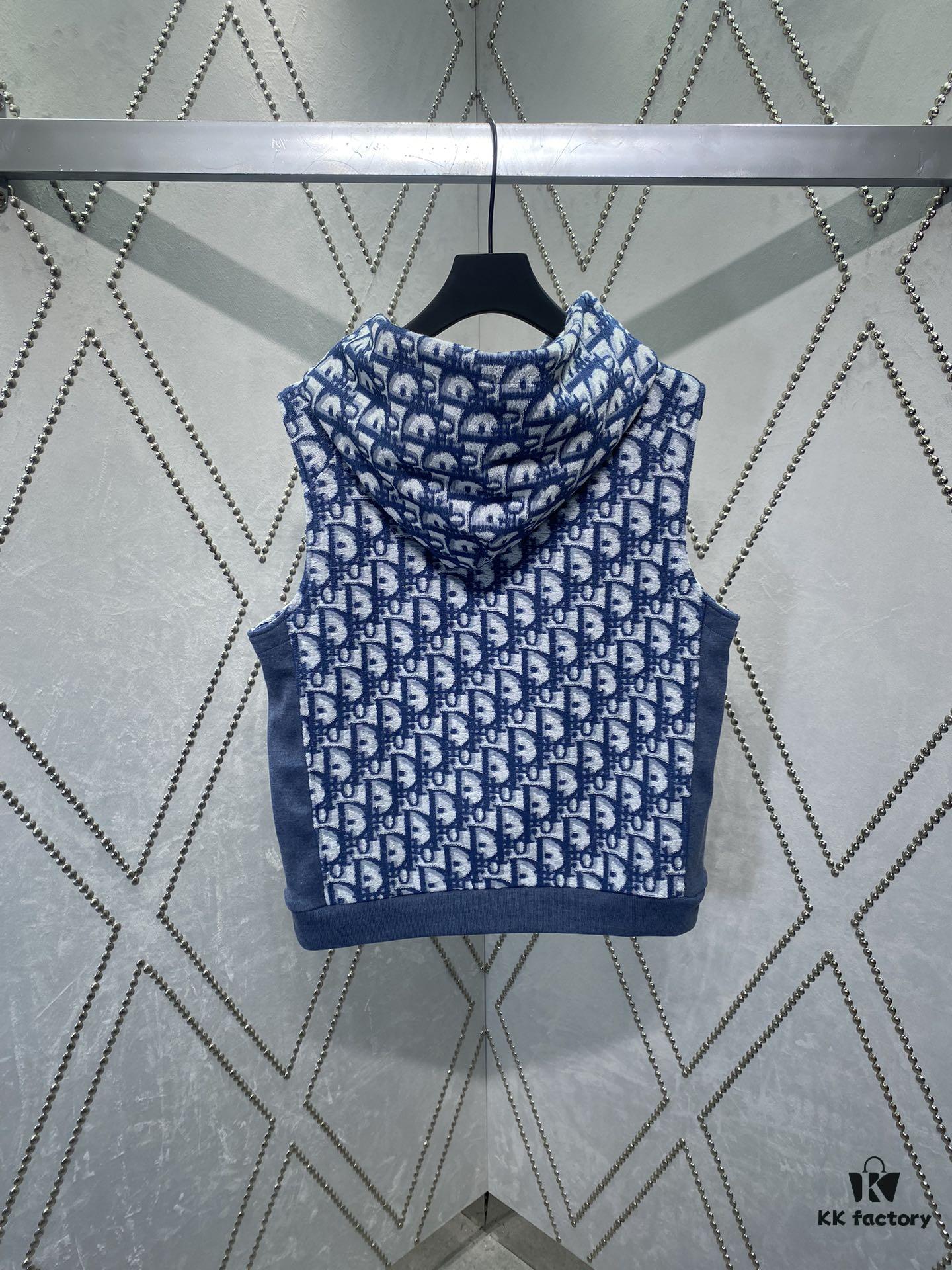 Dior 24SS New Arrival Sleeveless Hooded Sweatshirt from the 2024 Beachwear Capsule Collection, Featuring the Iconic Oblique Print