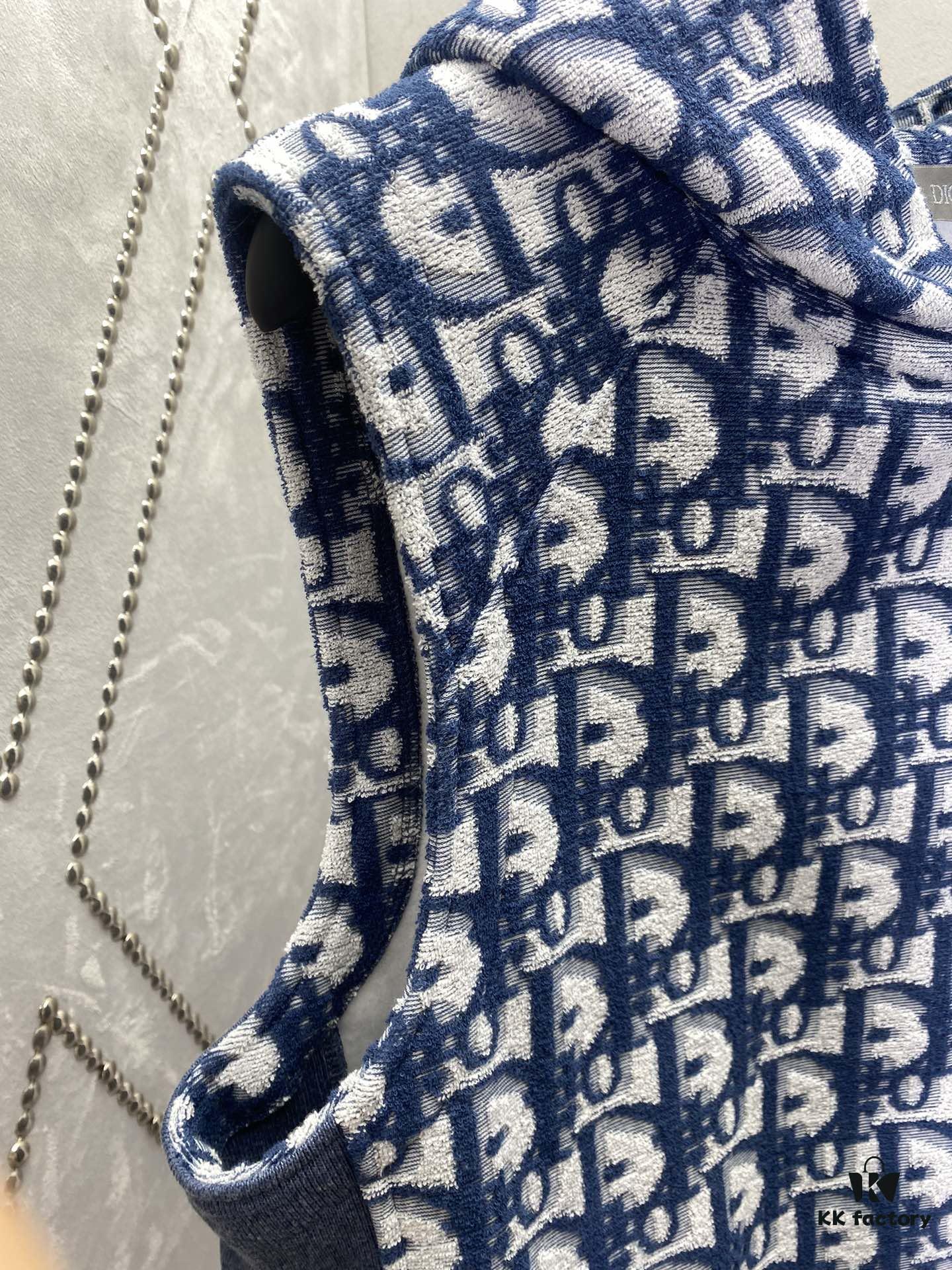 Dior 24SS New Arrival Sleeveless Hooded Sweatshirt from the 2024 Beachwear Capsule Collection, Featuring the Iconic Oblique Print