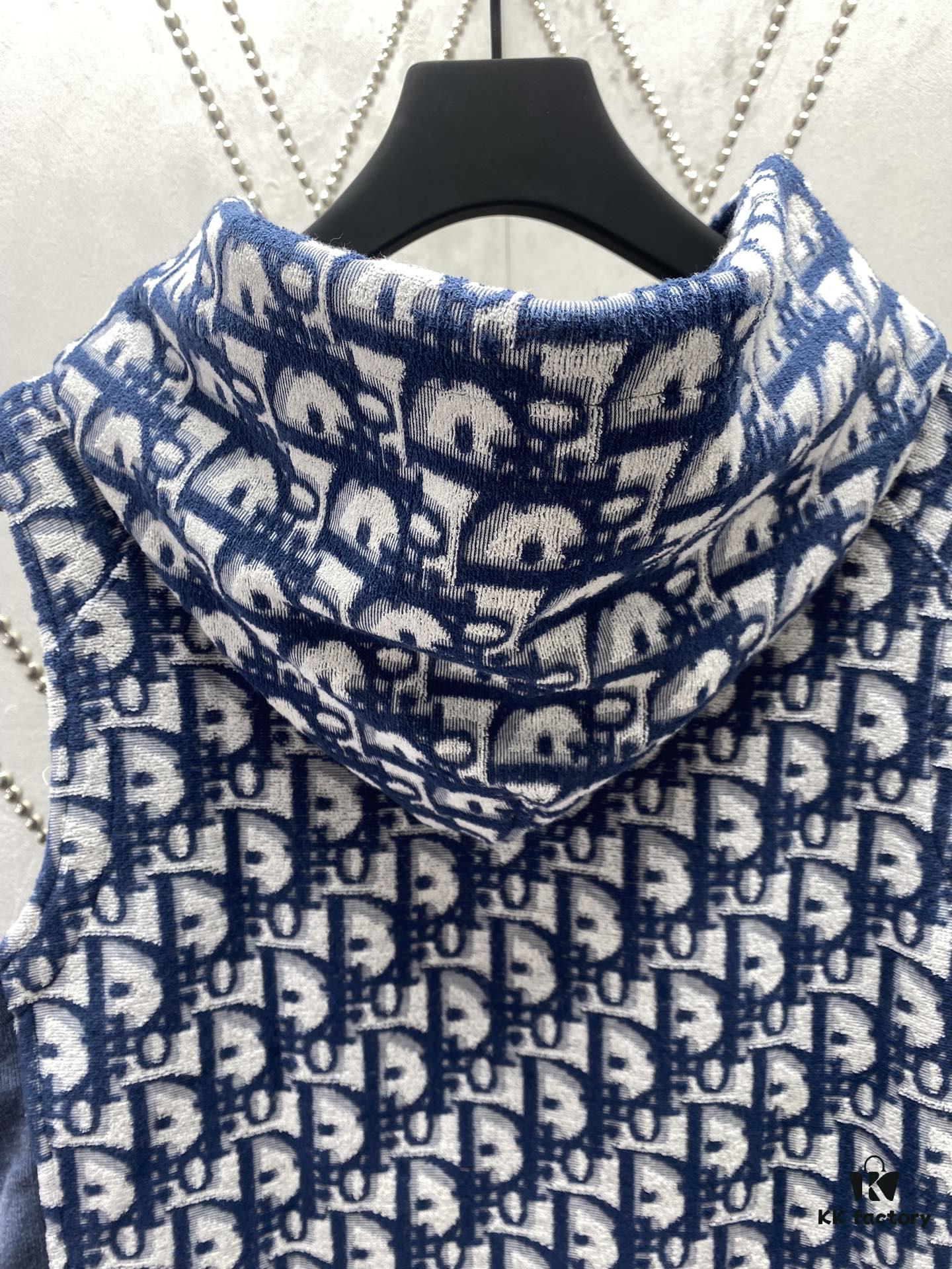 Dior 24SS New Arrival Sleeveless Hooded Sweatshirt from the 2024 Beachwear Capsule Collection, Featuring the Iconic Oblique Print