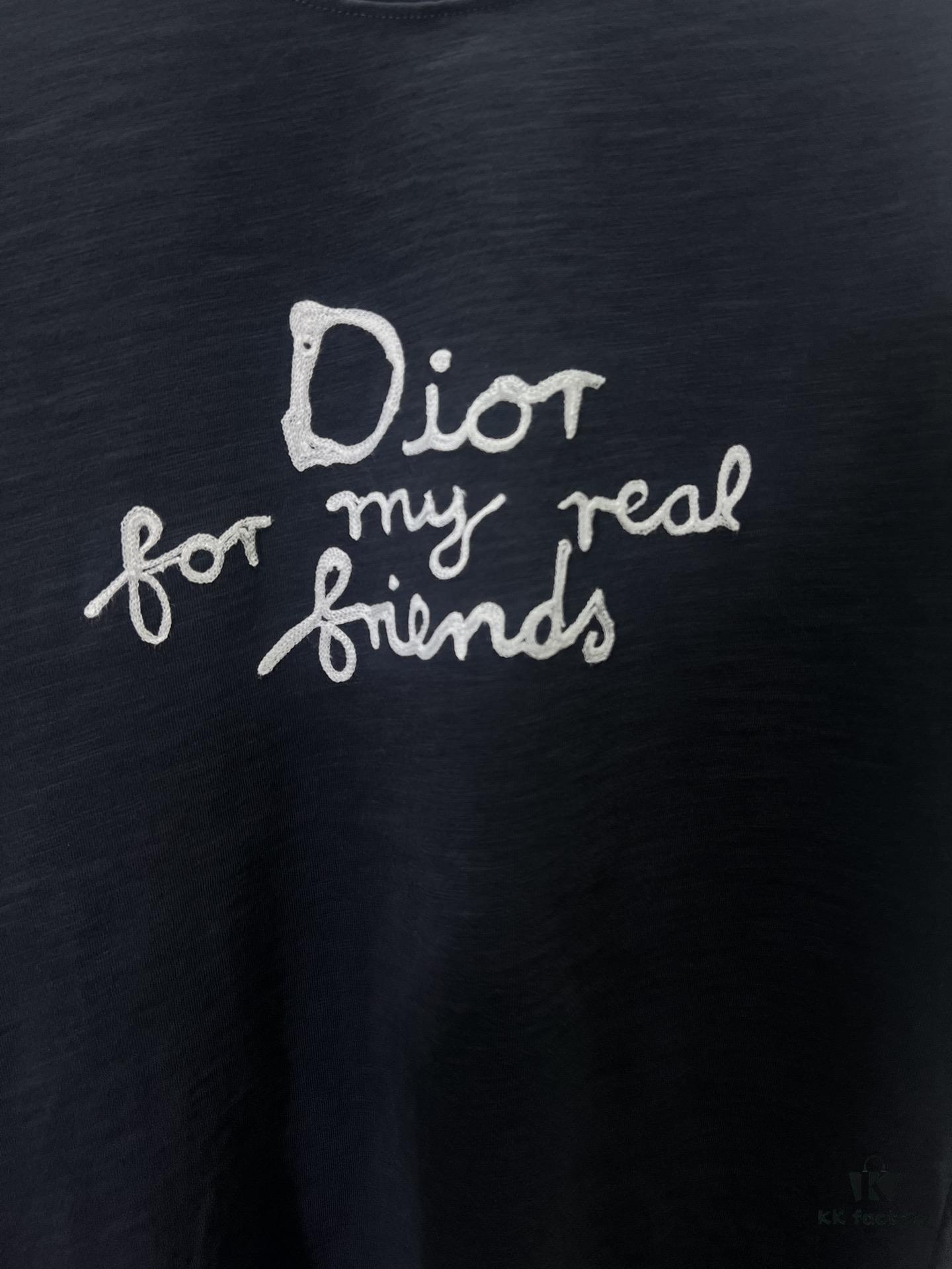 Dior 25SS New Arrival T-Shirt from the Dior and Hylton Nel Collaboration Collection Features 'Dior For My Real Friends' Logo