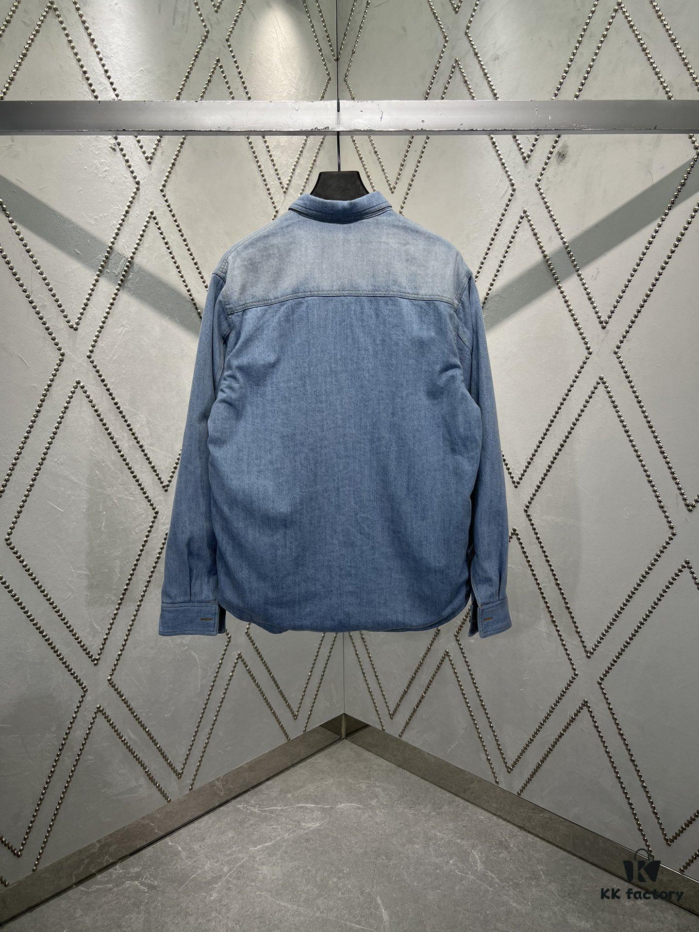 Dior 25SS Spring Collection New Arrival Denim Shirt with Single-Breasted Button Closure and Chest Embroidered Logo Unisex Style