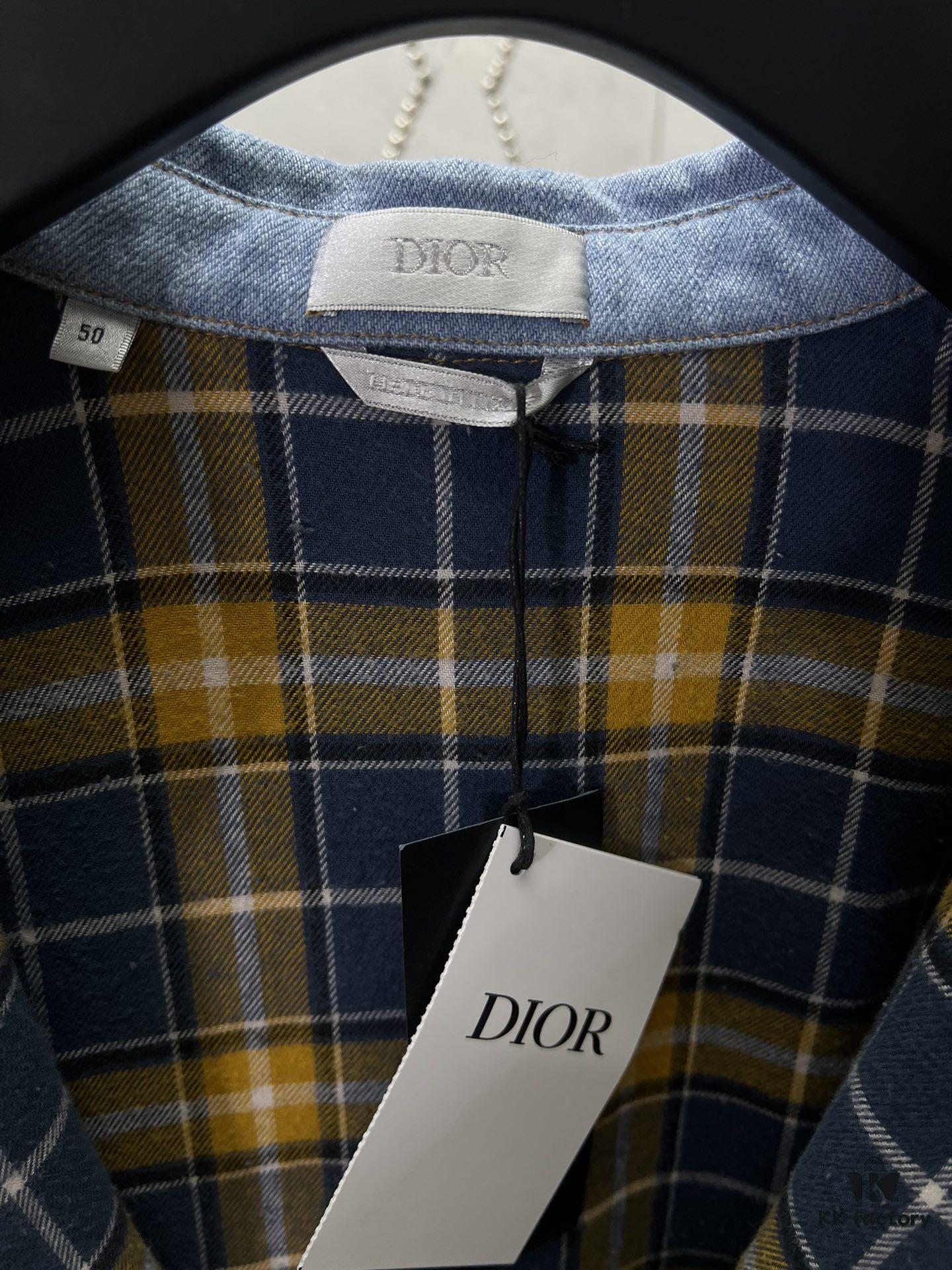 Dior 25SS Spring Collection New Arrival Denim Shirt with Single-Breasted Button Closure and Chest Embroidered Logo Unisex Style