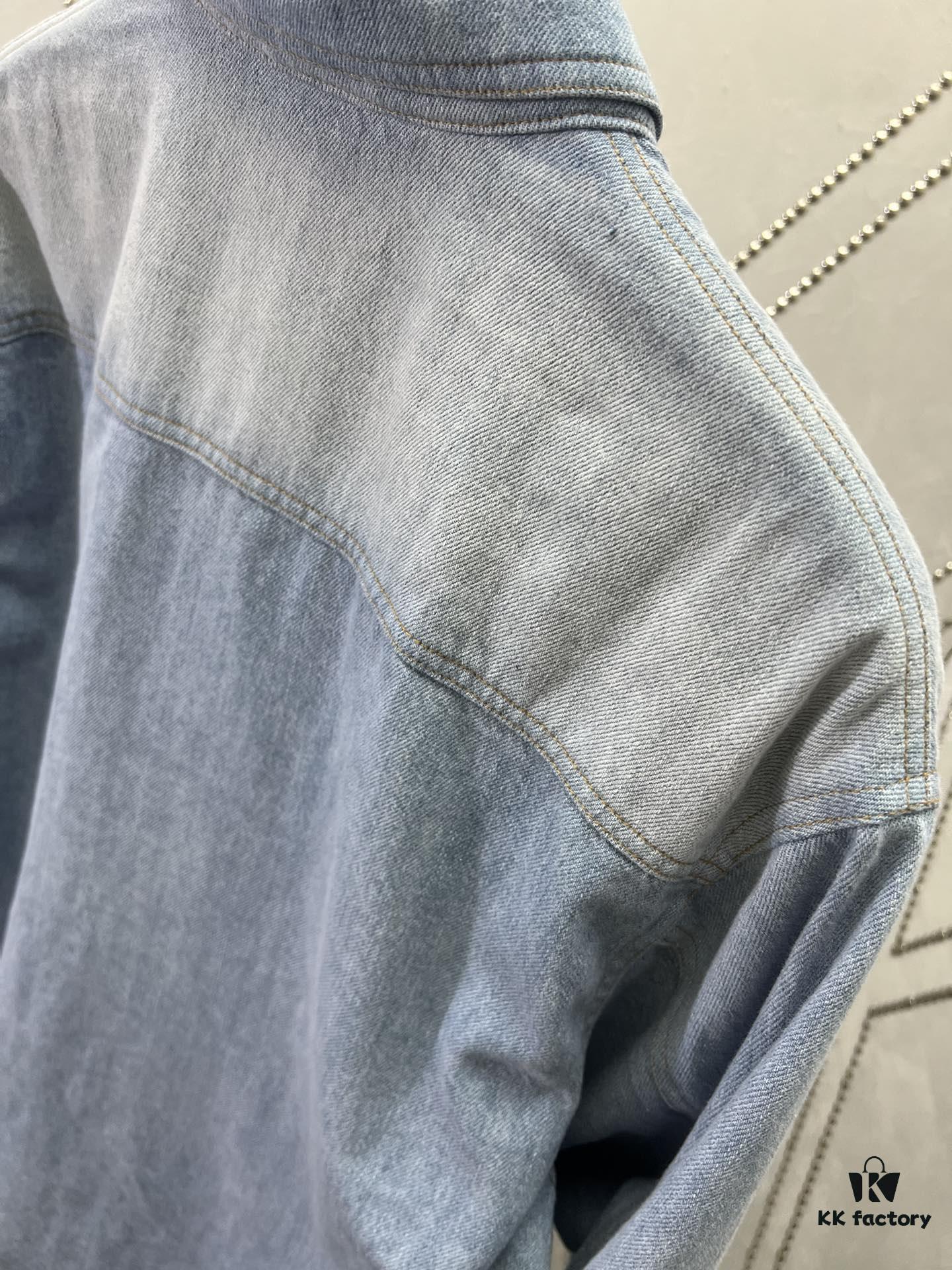 Dior 25SS Spring Collection New Arrival Denim Shirt with Single-Breasted Button Closure and Chest Embroidered Logo Unisex Style