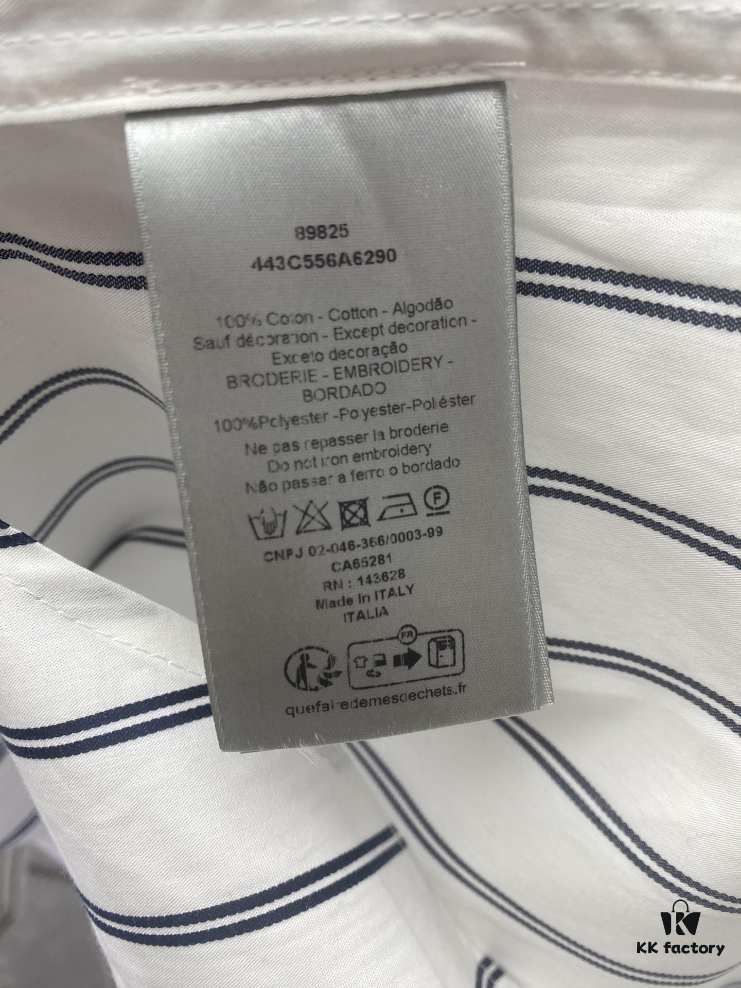 Dior 24SS New Arrival Shirt Featured in Dior's Winter 2024 Men's Collection Show, Fashionably Tailored to Highlight Workwear Aesthetics, Crafted from Blue Striped Cotton Fabric with a Christian Dior Couture Embroidered Chest Pocket, Oversized Fit for a Casual Style