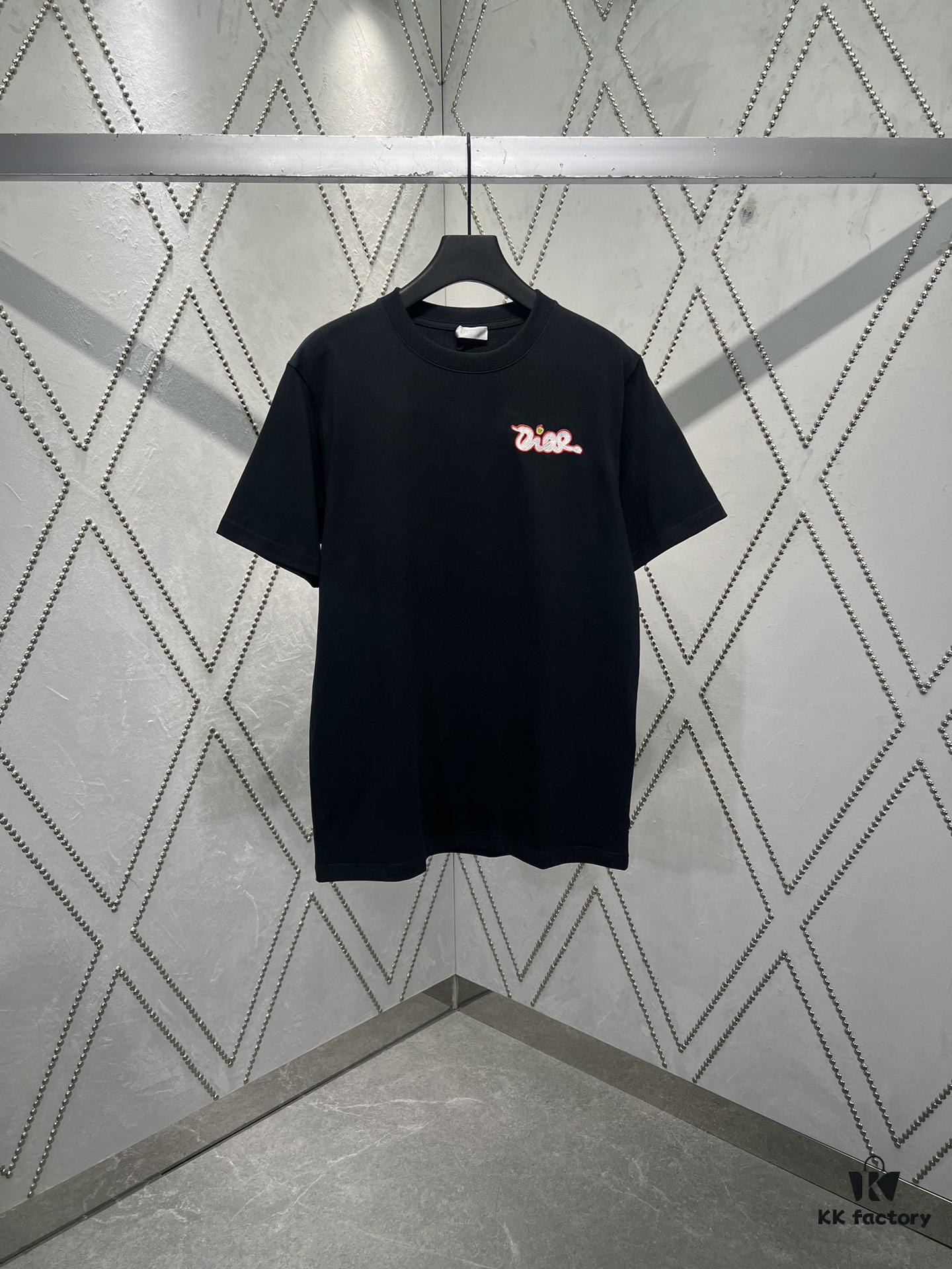 Dior 25SS Spring Collection Limited Edition Snake Year Embroidered Letter Short Sleeve T-Shirt Unisex