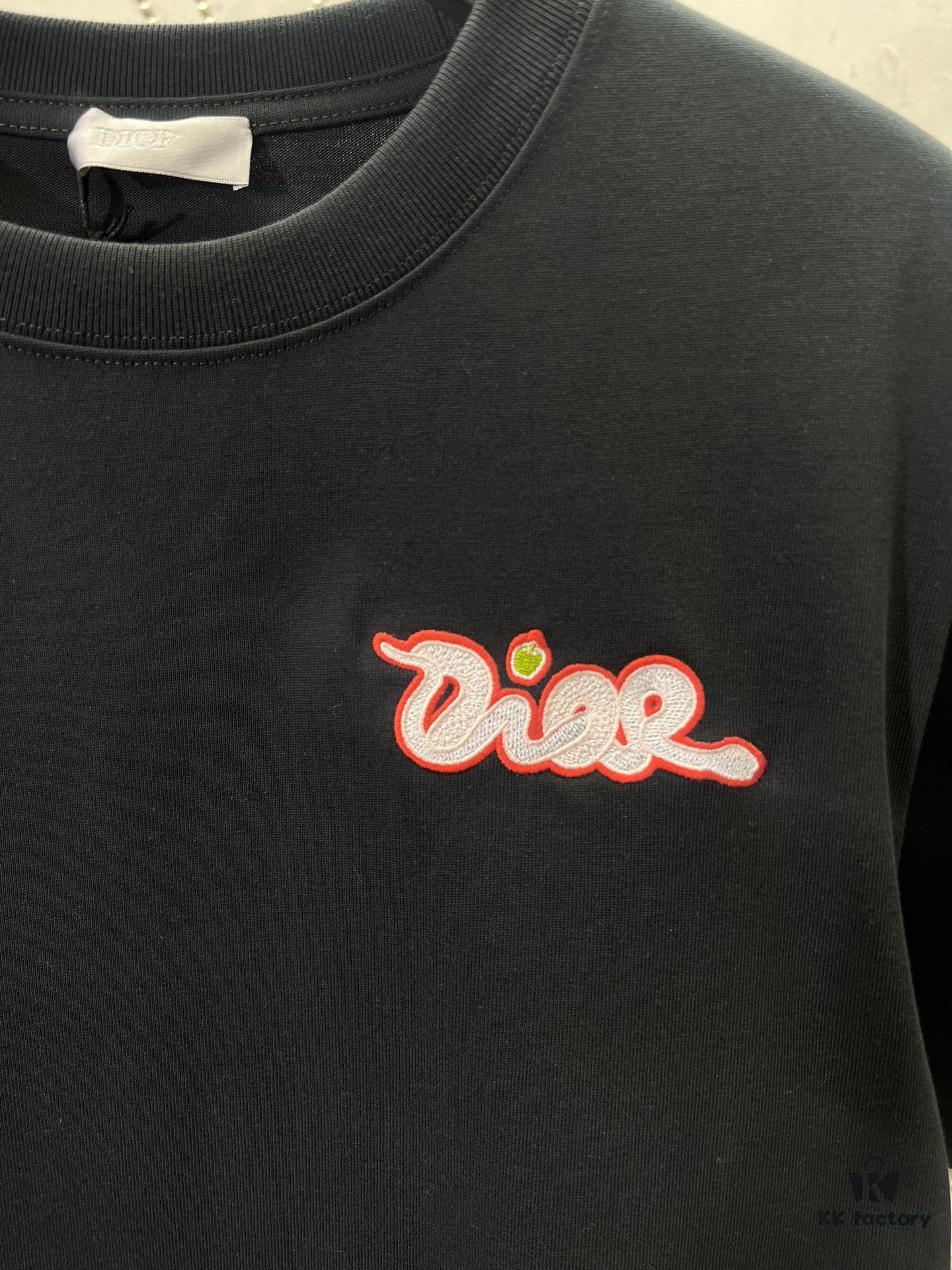 Dior 25SS Spring Collection Limited Edition Snake Year Embroidered Letter Short Sleeve T-Shirt Unisex