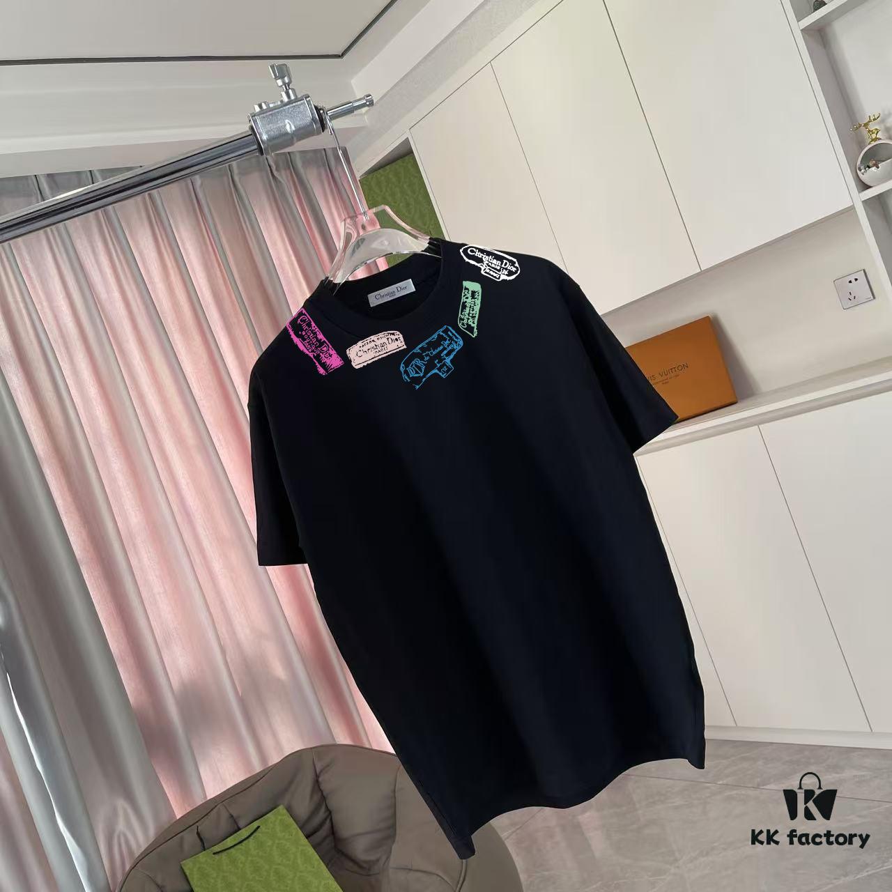 Dior 2025 Summer New Arrival Personalized Letter Logo Print Short-Sleeve T-Shirt, Custom 300g Fabric, Unisex