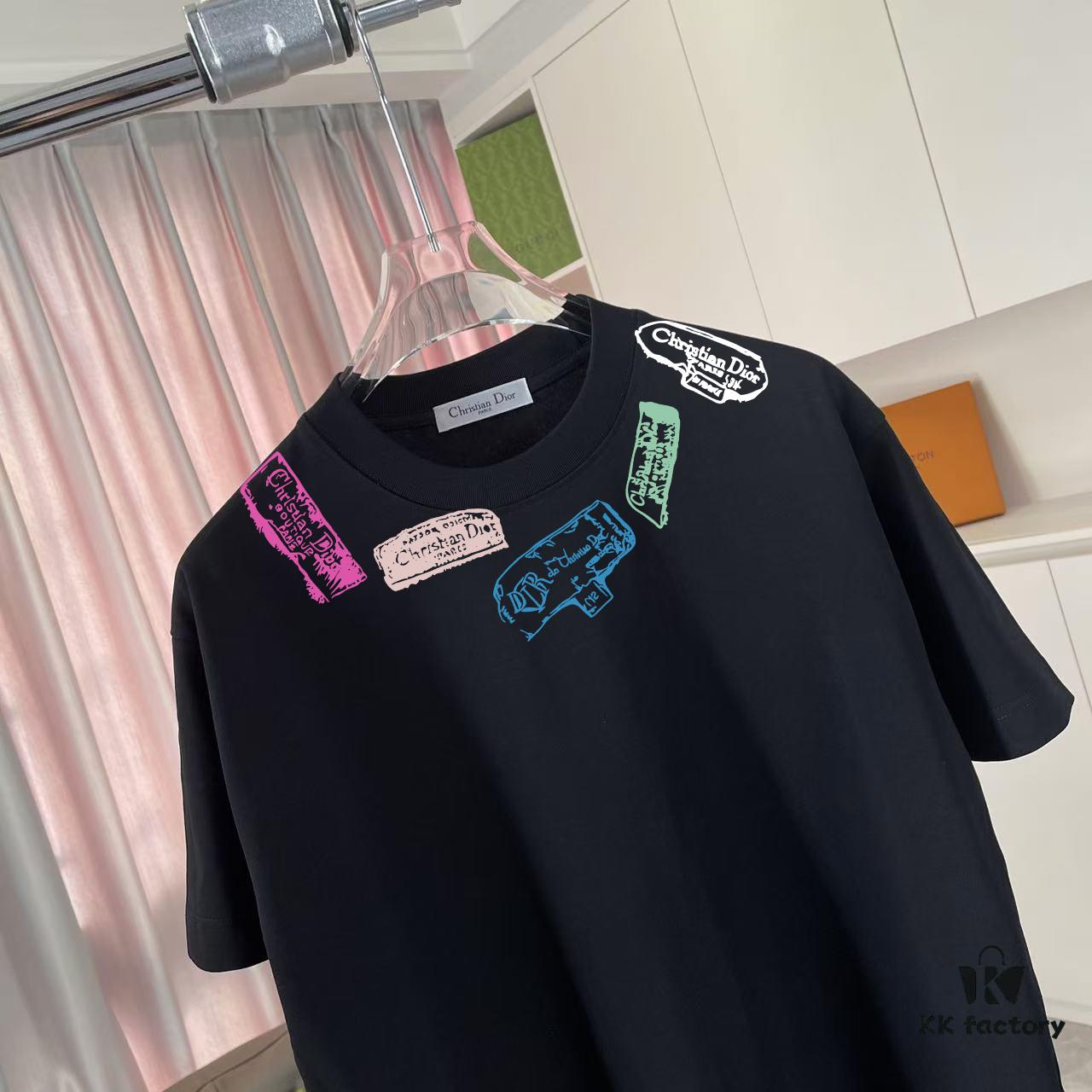 Dior 2025 Summer New Arrival Personalized Letter Logo Print Short-Sleeve T-Shirt, Custom 300g Fabric, Unisex