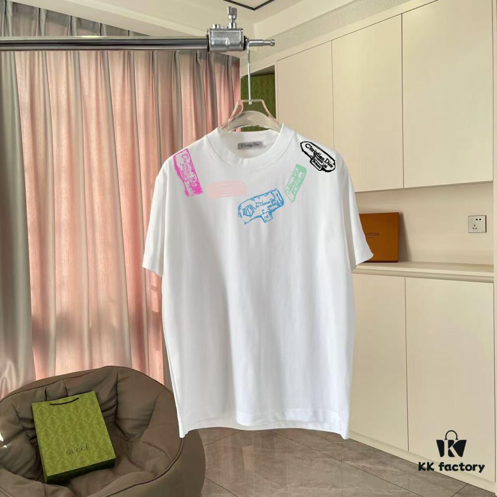 Dior 2025 Summer New Arrival Unisex Short Sleeve T-Shirt with Signature Logo Print, Custom 300g Fabric