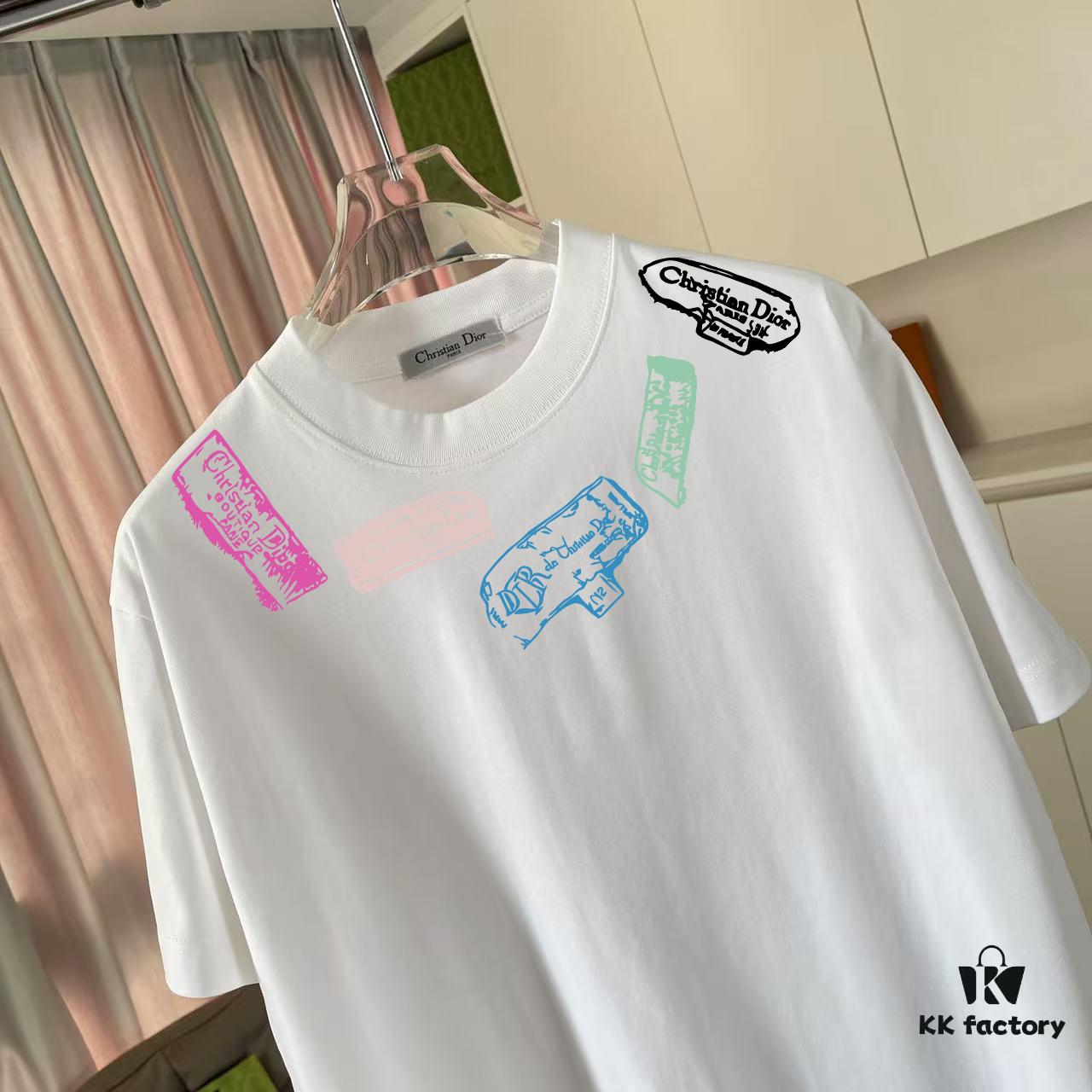 Dior 2025 Summer New Arrival Unisex Short Sleeve T-Shirt with Signature Logo Print, Custom 300g Fabric