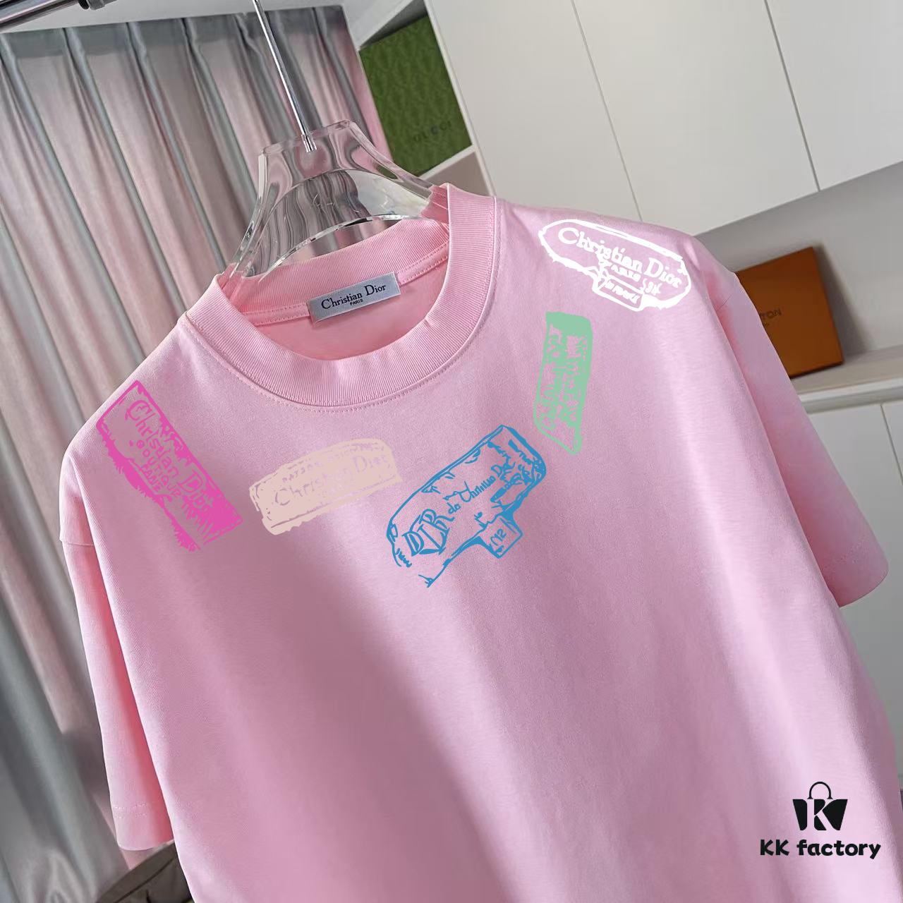 Dior 2025 Summer New Arrival Unisex Short Sleeve T-Shirt with Signature Logo Print, Custom 300g Fabric