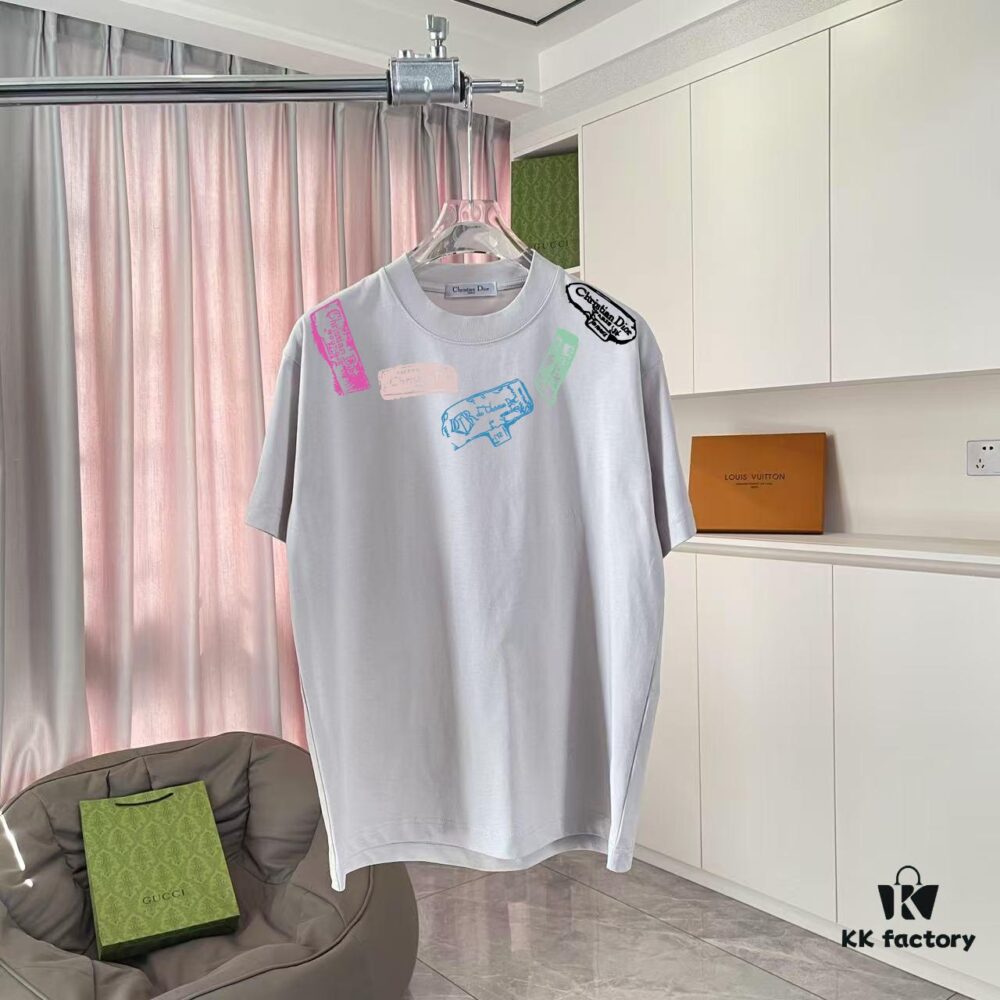 Dior 2025 Summer New Arrival Personalized Letter Logo Print Short-Sleeve T-Shirt, Custom 300g Fabric, Unisex