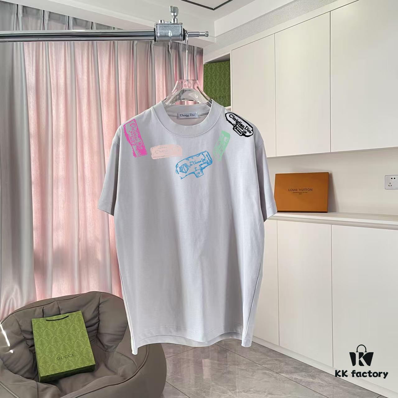 Dior 2025 Summer New Arrival Personalized Letter Logo Print Short-Sleeve T-Shirt, Custom 300g Fabric, Unisex