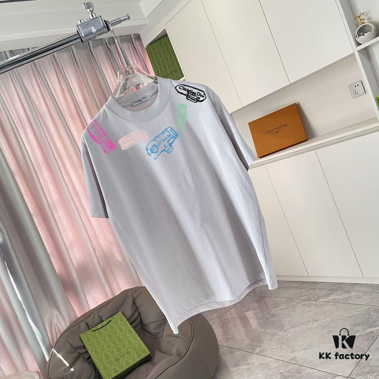 Dior 2025 Summer New Arrival Personalized Letter Logo Print Short-Sleeve T-Shirt, Custom 300g Fabric, Unisex