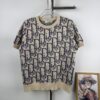 New DIOR Knit Round-Neck Sweater Full Print Jacquard Monogram Short-Sleeve Unisex T-Shirt