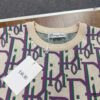 New DIOR Knit Round-Neck Sweater Full Print Jacquard Monogram Short-Sleeve Unisex T-Shirt