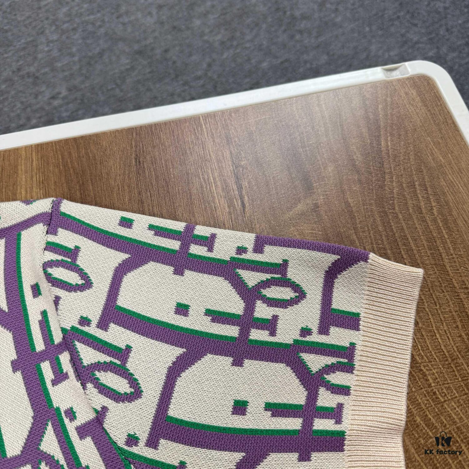 New DIOR Knit Round-Neck Sweater Full Print Jacquard Monogram Short-Sleeve Unisex T-Shirt