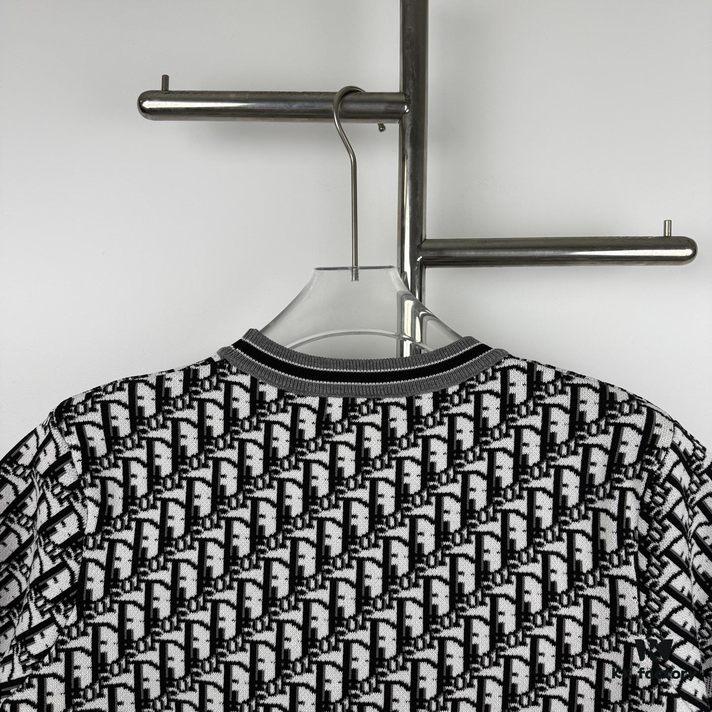 New Dior 2024 Spring/Summer CD Cotton Short Sleeve Loose T-Shirt, Knitted All-Over Print Unisex